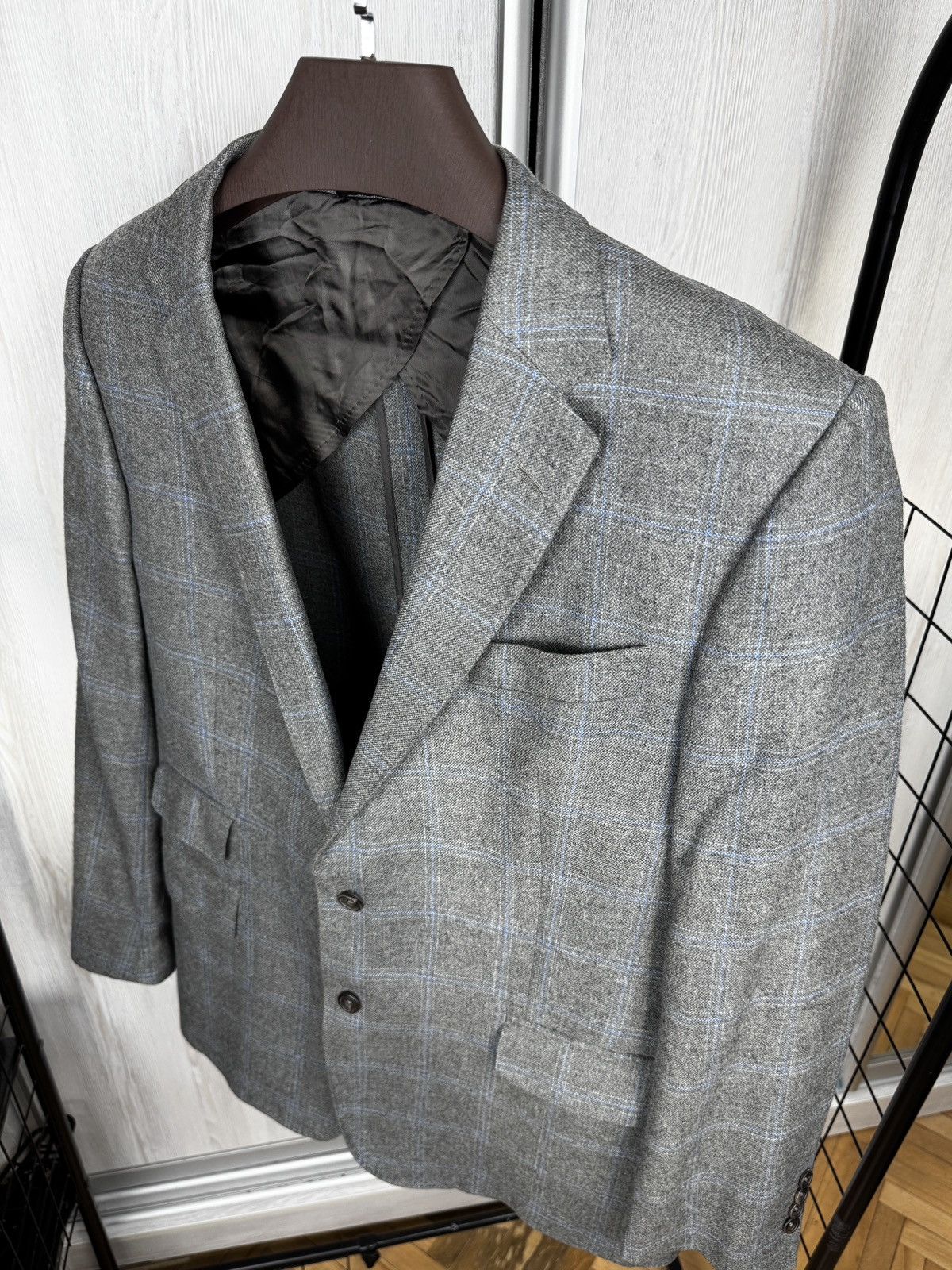 Chester Barrie Chester Barrie Wool cashmere grey checkered unlined blazer Size 44R - 8 Thumbnail