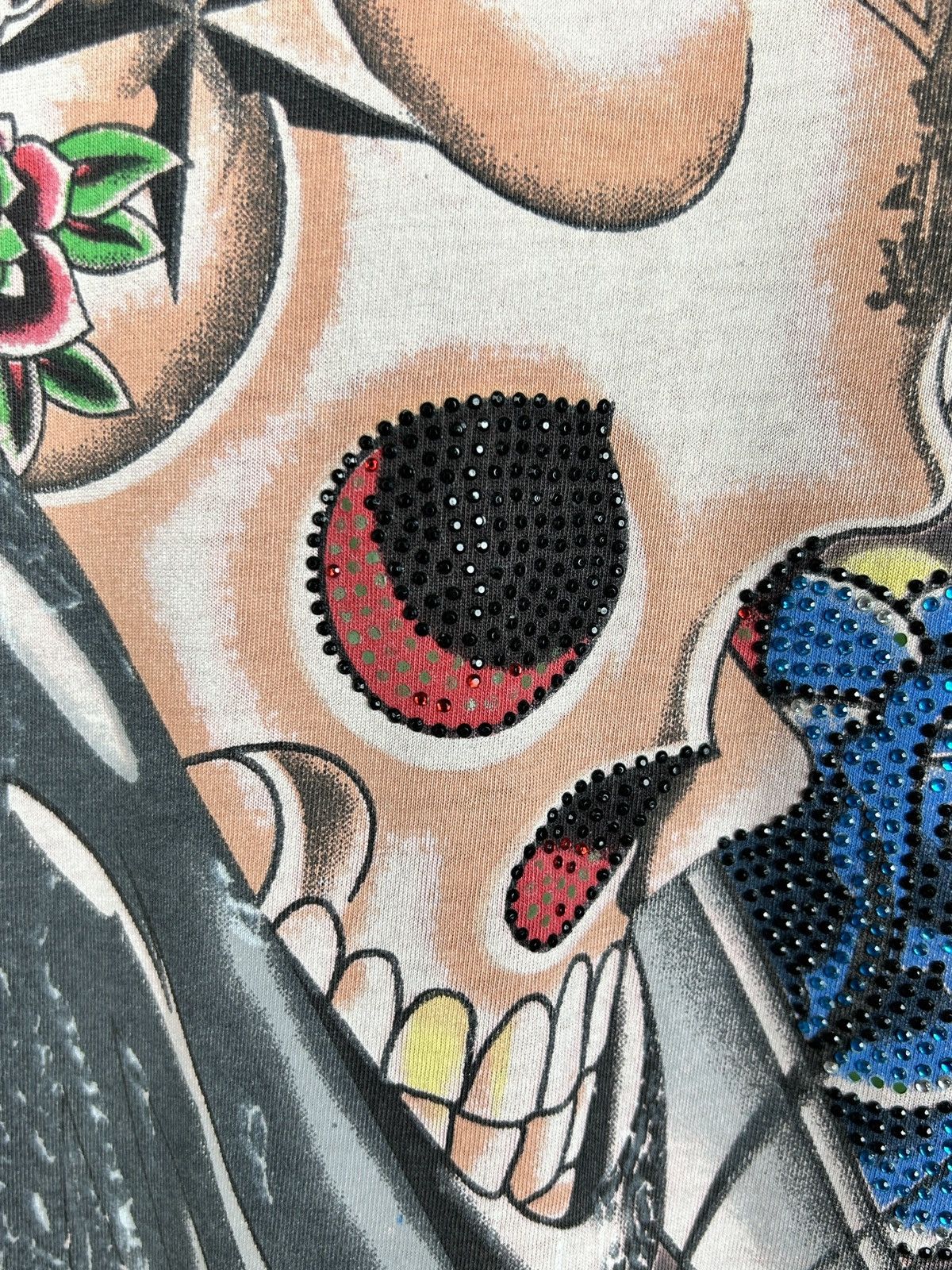 Christian Audigier 00s Vintage Christian Audigier Ed Hardy Skull Rhinestone Tee Size US M / EU 48-50 / 2 - 3 Thumbnail