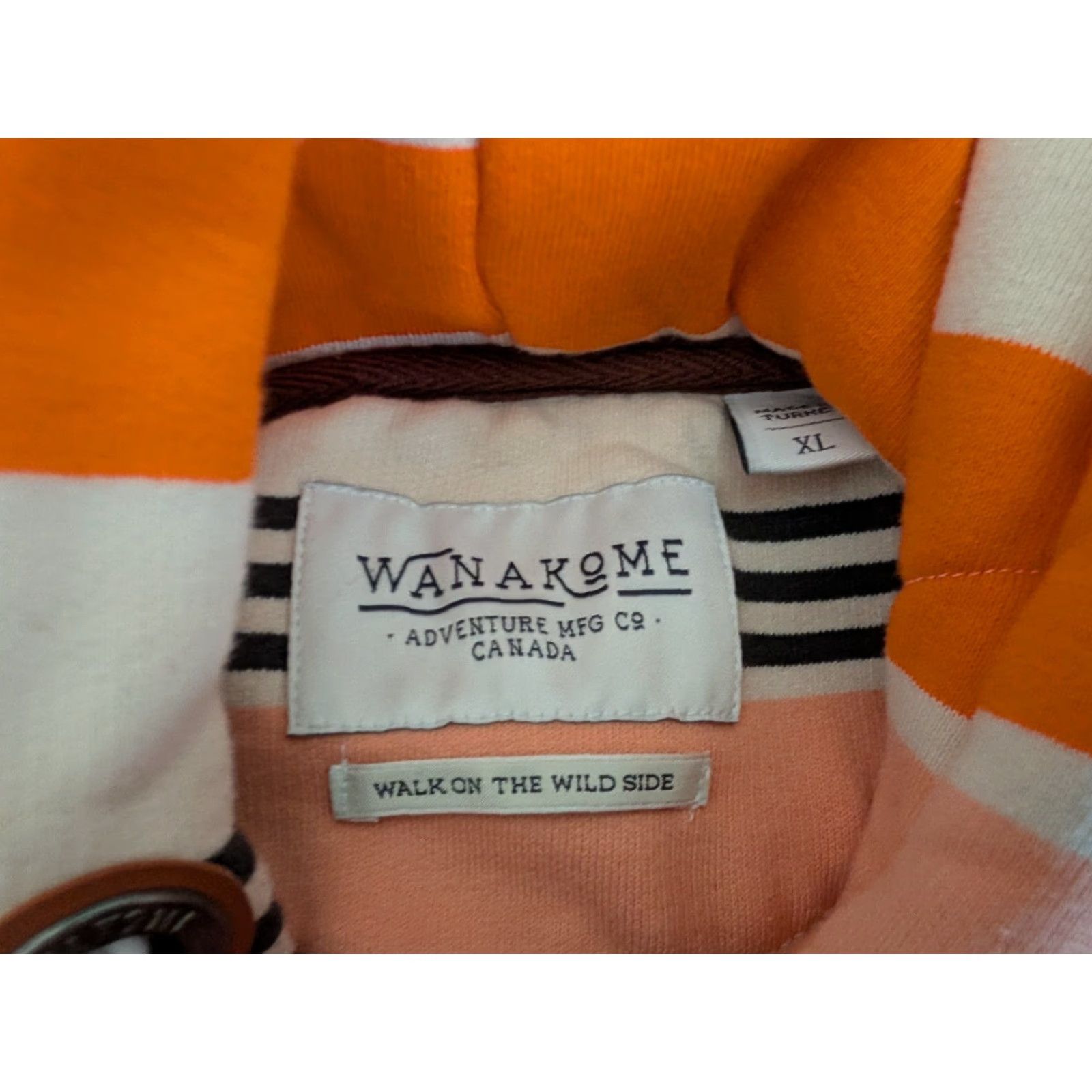 Vintage Wanakome Women’s XL Hoodie Hooded Sweatshirt Orange Black Striped Pockets Size XL / US 12-14 / IT 48-50 - 6 Thumbnail