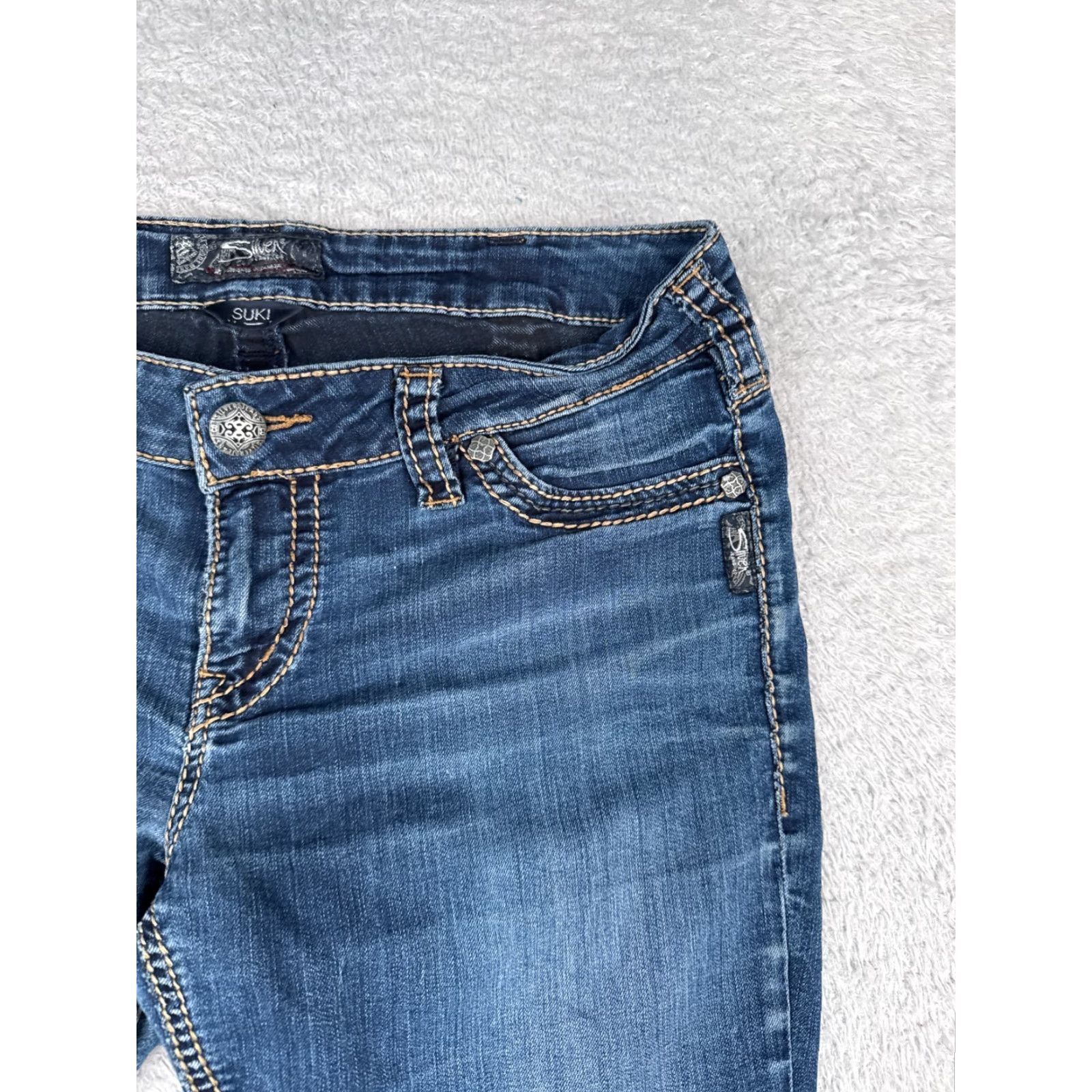 Vintage VINTAGE Silver Womens Shorts Casual Denim Low Rise Cutoff 32 Blue 13in Stretch Spring Summer Women Size 24" / US 00 / IT 34 - 5 Thumbnail