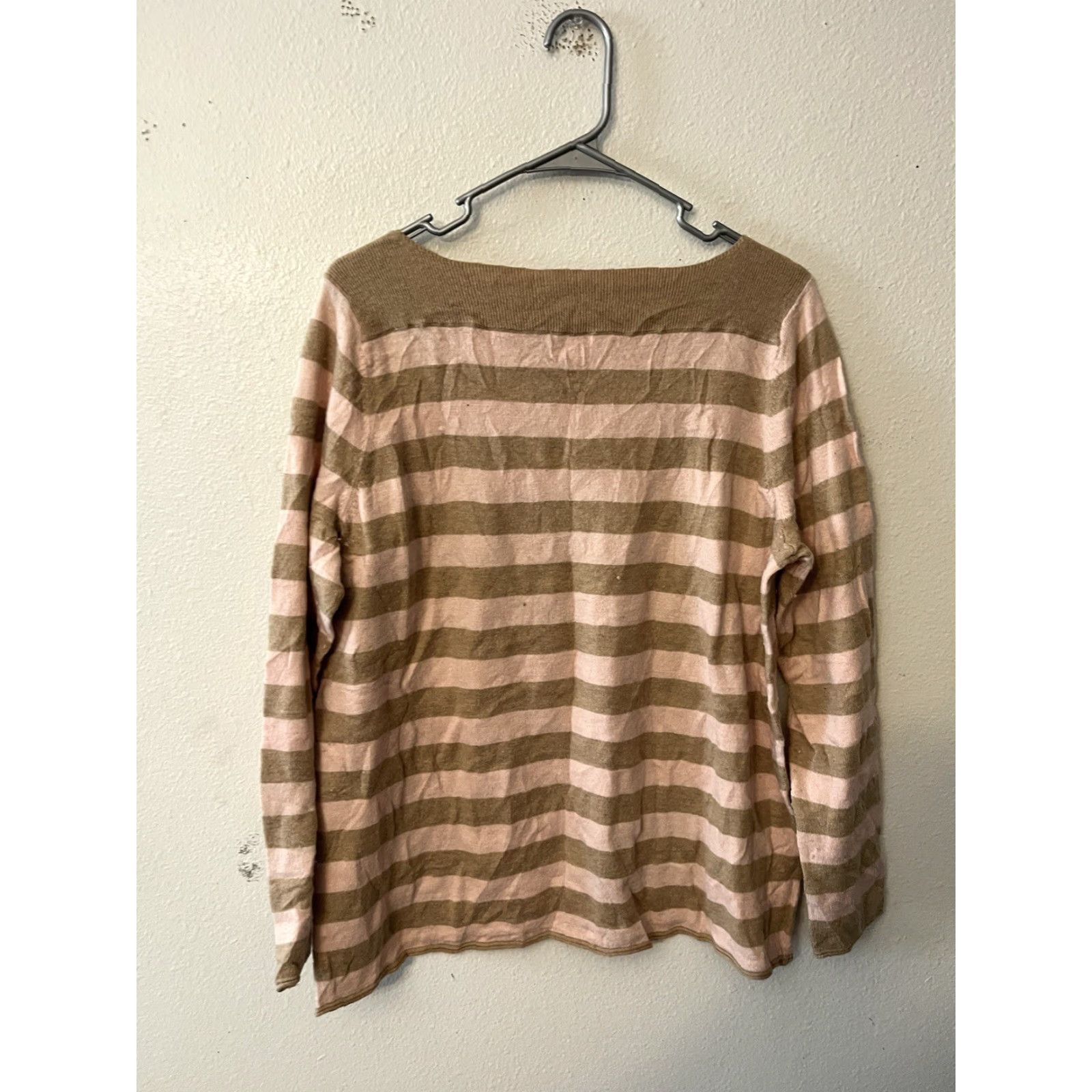 Gap Gap Shirt Womens XL Pink Brown Striped Boat Neck Long Sleeve Knit Cotton Blend Classic Fit Vintage? No. Size XL / US 12-14 / IT 48-50 - 3 Thumbnail