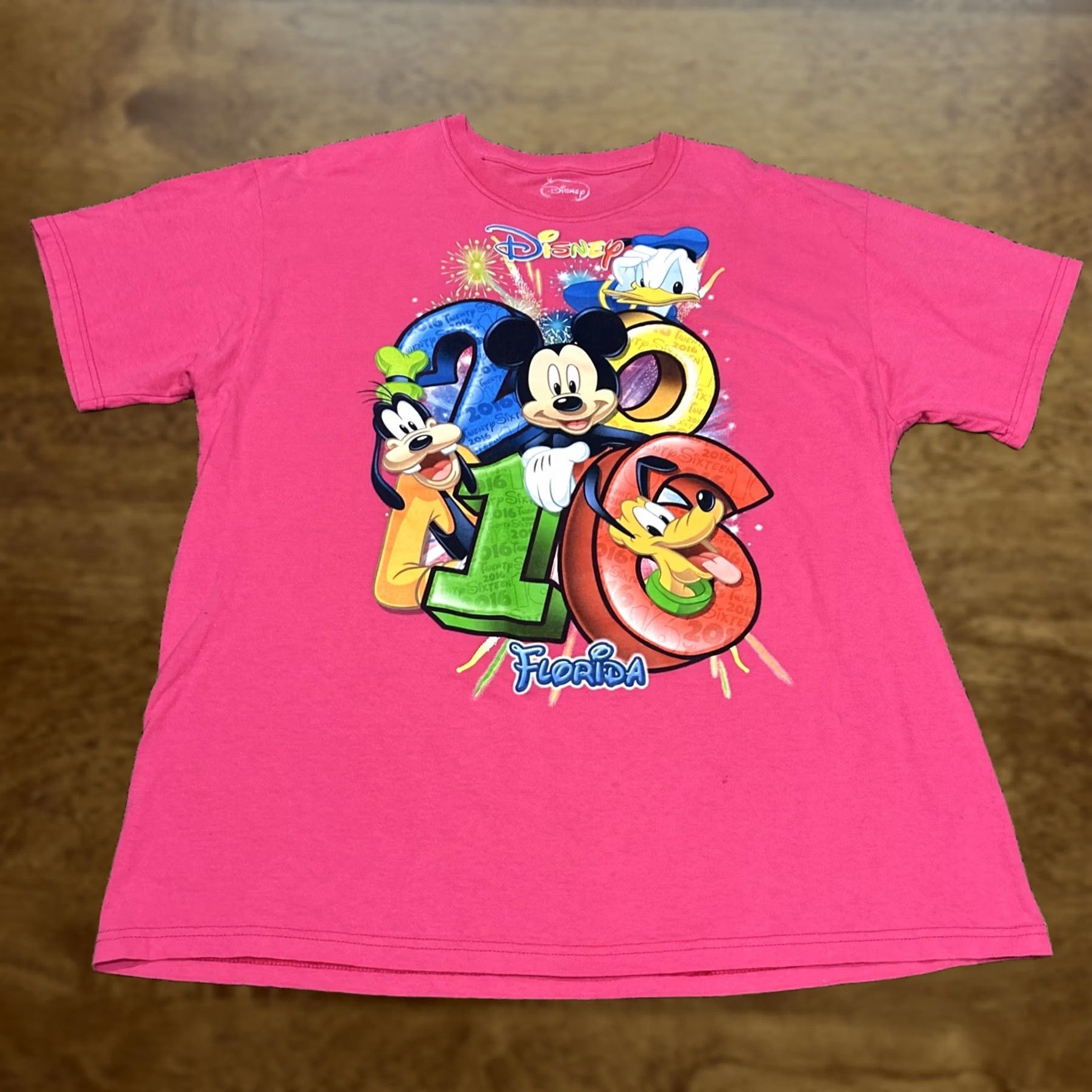 Disney Disney Parks Florida Mickey Mouse Womens T-Shirt Top Tee Shirt Graphic Pink Size XL B18 Casual Short Sleeve Round Neck 100% Cotton Size XL / US 12-14 / IT 48-50 - 1 Thumbnail