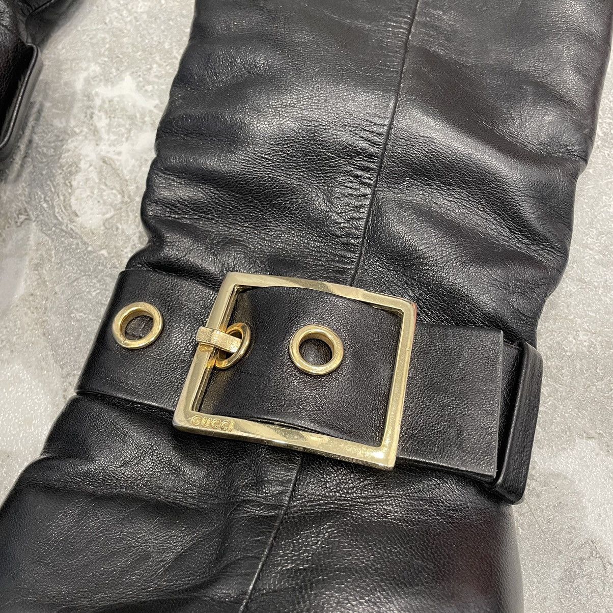 Designer × Vintage 36 GUCCI HA 4426 Runway Platform Stretch Leather Boots shoes Size US 6 / IT 36 - 3 Thumbnail
