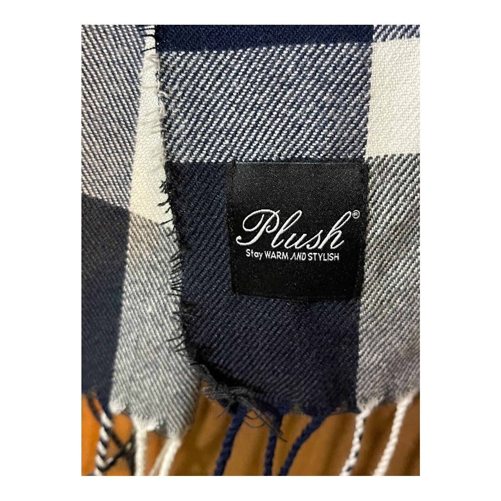 Vintage Beautiful Plush Black & White Gingham Fringed Shawl/Wrap EU Size ONE SIZE - 3 Thumbnail