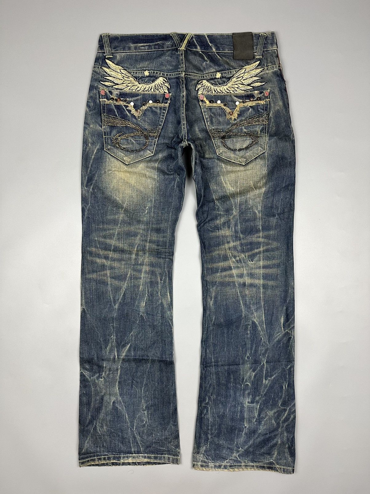 If Six Was Nine 🔥Rare🔥Red Pepper Embroidered Whiskered Flare Denim Size US 36 / EU 52 - 2 Thumbnail