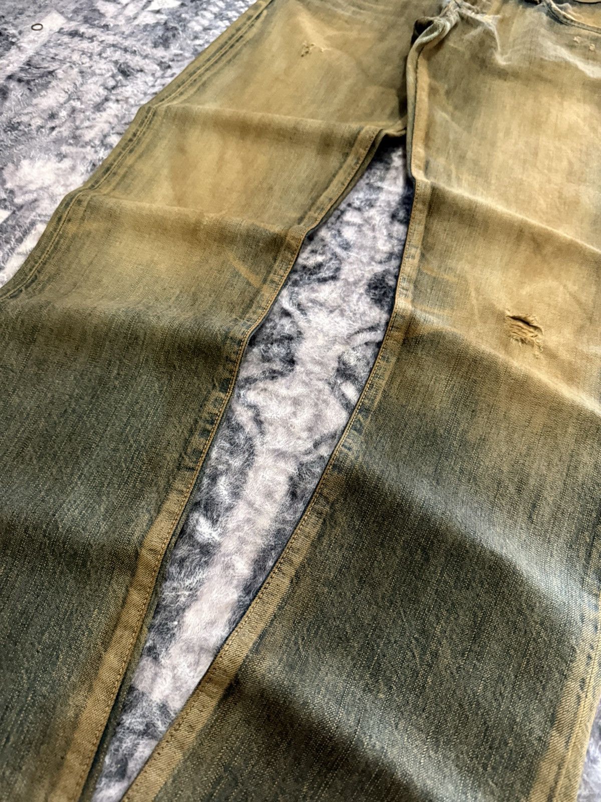 If Six Was Nine EDWIN 503 Earthy Mud Wash Patina Fade Distressed Jeans Size US 30 / EU 46 - 9 Thumbnail