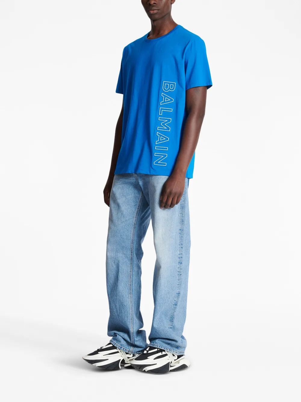 Balmain o1y0426 Logo Crewneck T-Shirt in Bright Blue Size US S / EU 44-46 / 1 - 3 Thumbnail