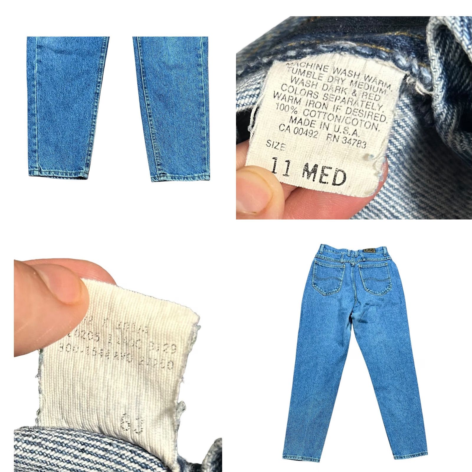 Lee VINTAGE Lee Premium Classic Blue Mom Jeans Women's Sz 11 High Waist Straight Leg 90s USA Mens Girls Size 32" / US 10 / IT 46 - 8 Thumbnail