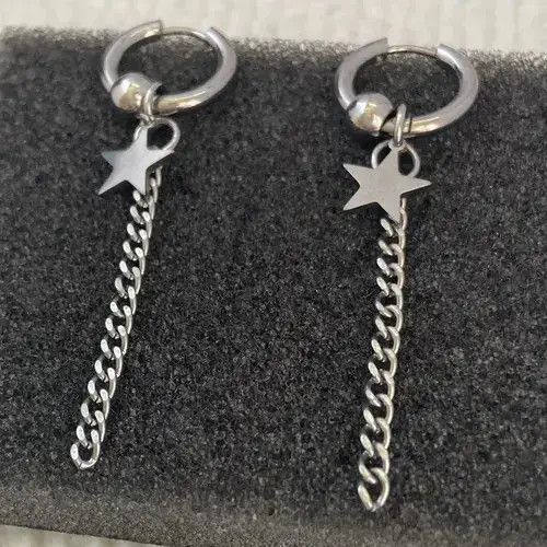 Jewelry Stainless Steel Star Dangle Drop Earrings for Men Women Size ONE SIZE - 2 Thumbnail
