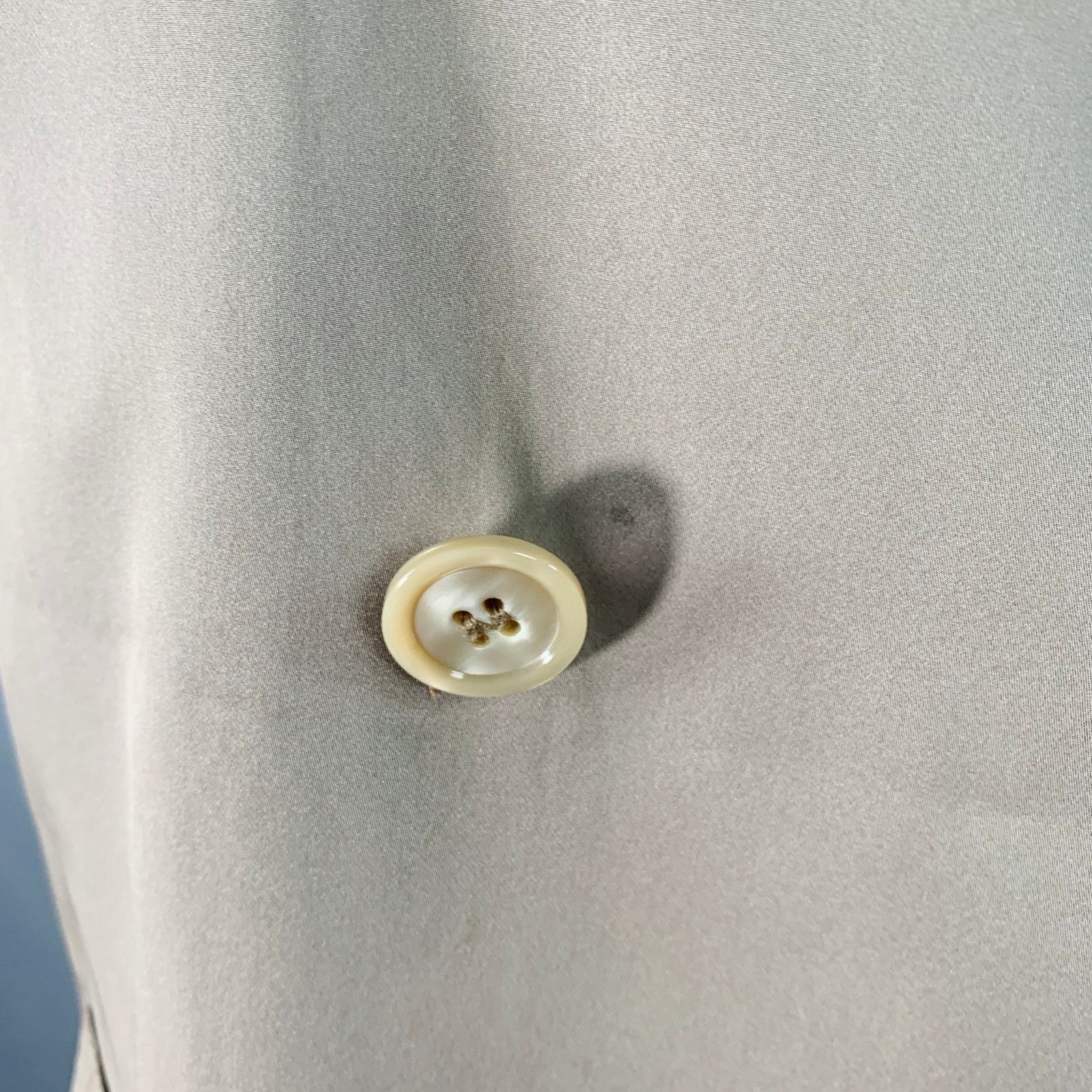 Daniele Alessandrini 38 Khaki Satin Double Breasted Belted Jacket Size US M / EU 48-50 / 2 - 6 Thumbnail