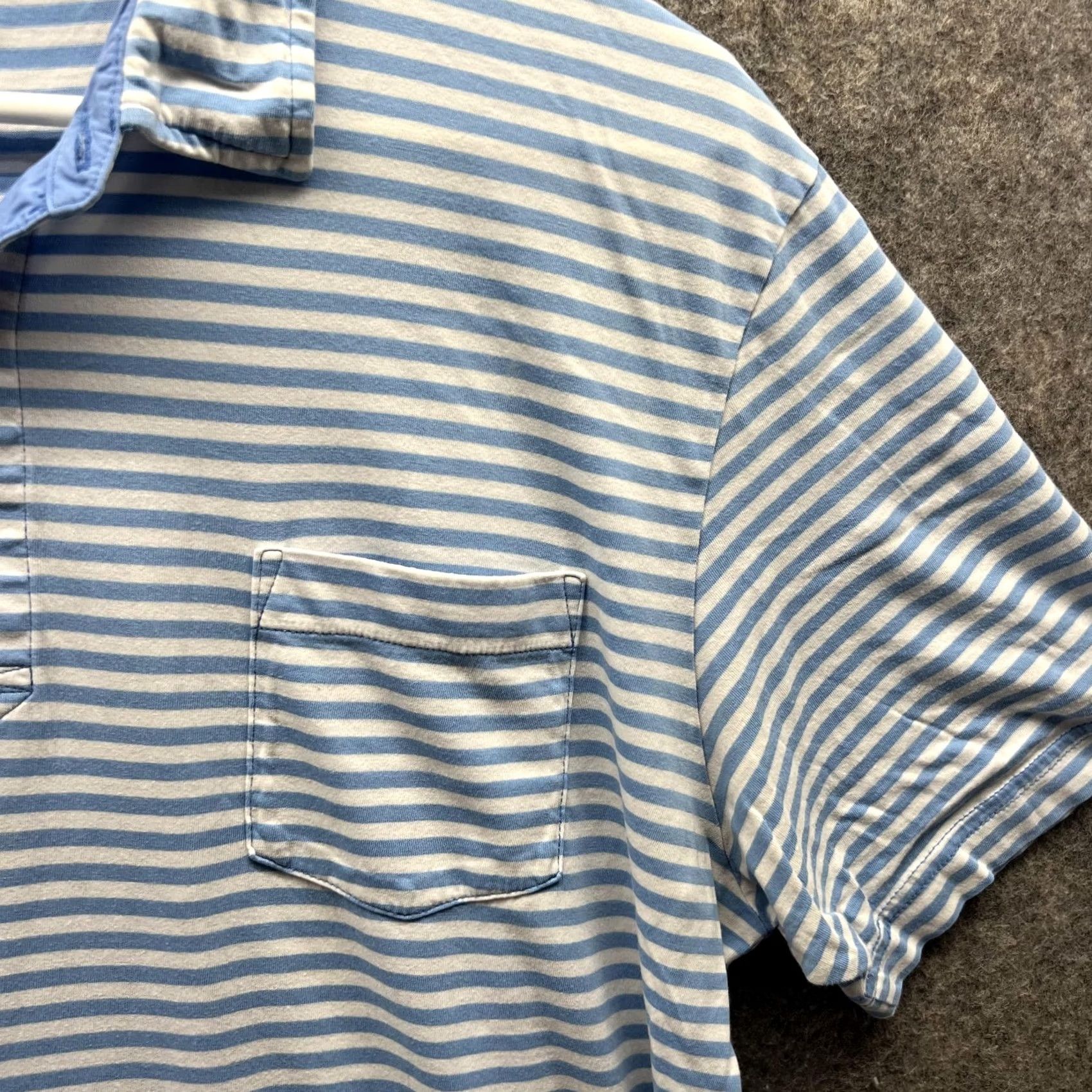 Peter Millar VINTAGE Peter Millar Polo Shirt Large Blue Striped Pima Cotton Golf Casual Preppy Pocket Short Sleeve Mens L Size US L / EU 52-54 / 3 - 4 Thumbnail