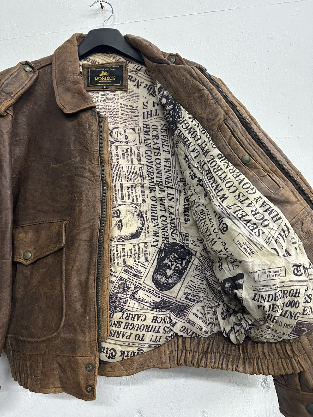 Vintage 90’s Distress Mondick Leather Jacket Size US M / EU 48-50 / 2 - 10 Thumbnail
