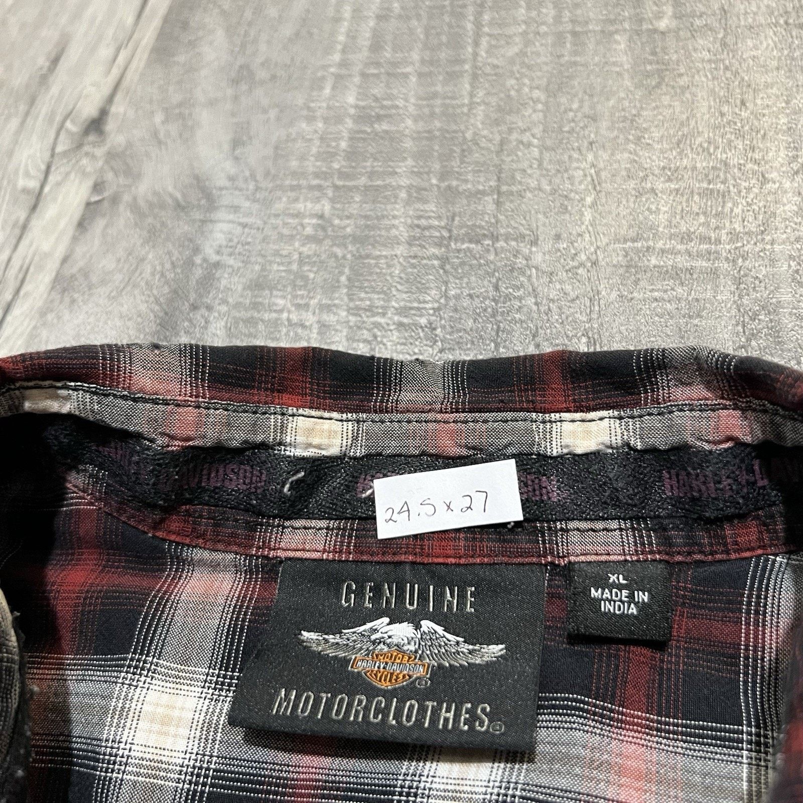 Harley Davidson Harley Davidson Men's Plaid Motorcycle Biker Button Front Size US XL / EU 56 / 4 - 4 Thumbnail