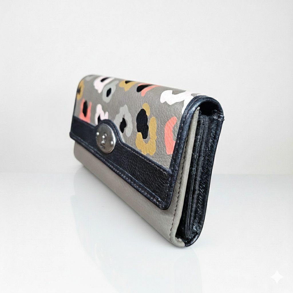 Fossil Fossil 7x4x1" Wallet Grey Black Pebbled Leather Tri-Fold Size ONE SIZE - 3 Thumbnail