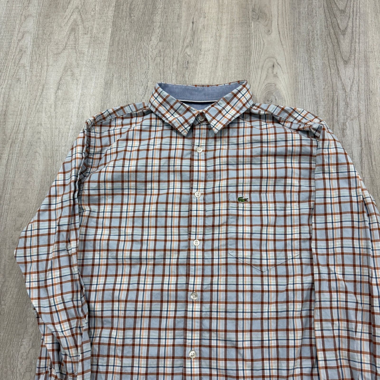 Lacoste Lacoste Button Shirt Mens Extra Large Blue Plaid Regular Fit Size US XL / EU 56 / 4 - 2 Thumbnail
