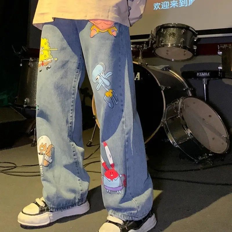 Other Straight Cartoon Streetwear Jeans Sponge Bob Hip Hop Style Size US 30 / EU 46 - 1 Thumbnail