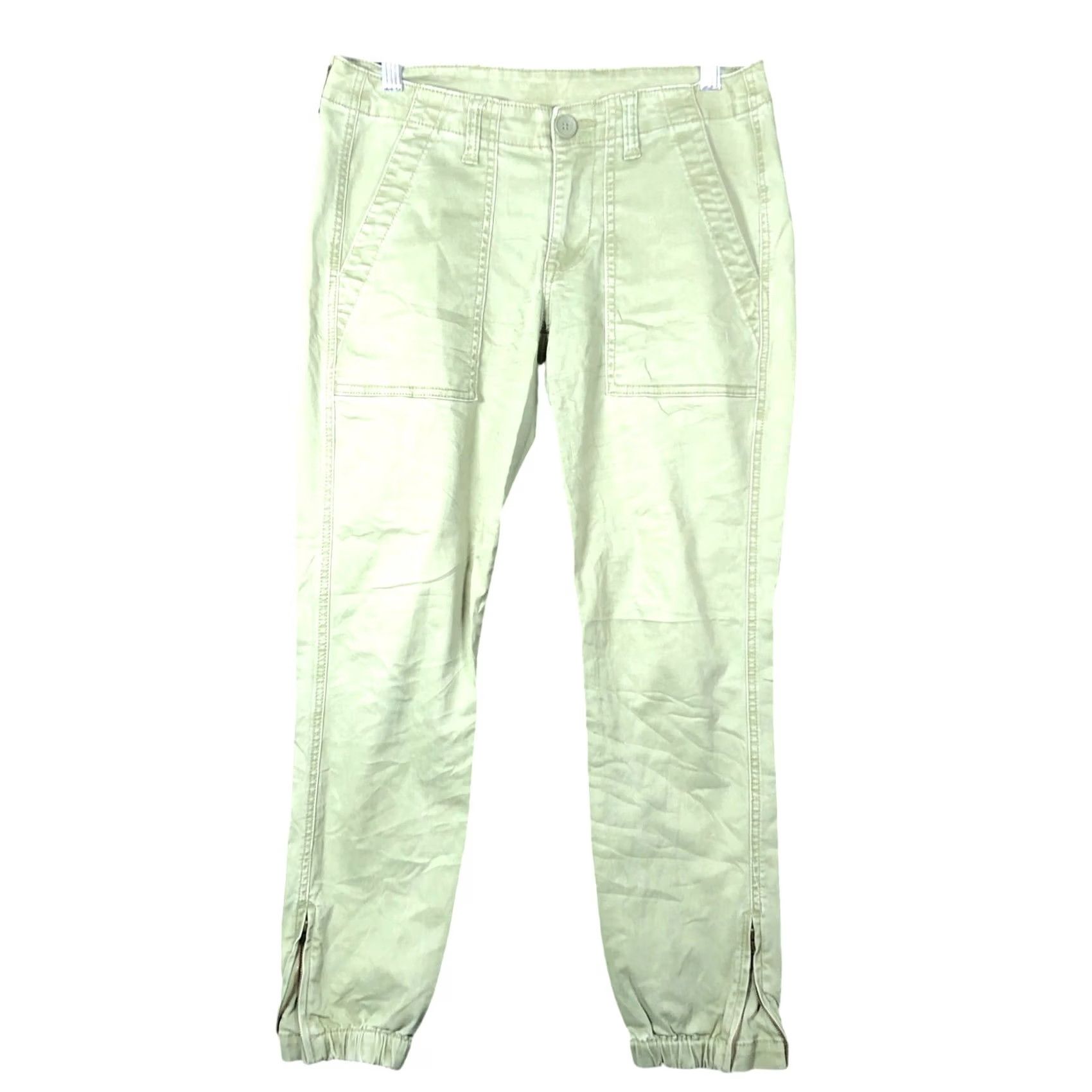 Vintage CAbi Womens Pants Green Low Rise Tapered Ankle Zip Cotton Blend Stretch 2 Size 26" / US 2 / IT 38 - 2 Thumbnail