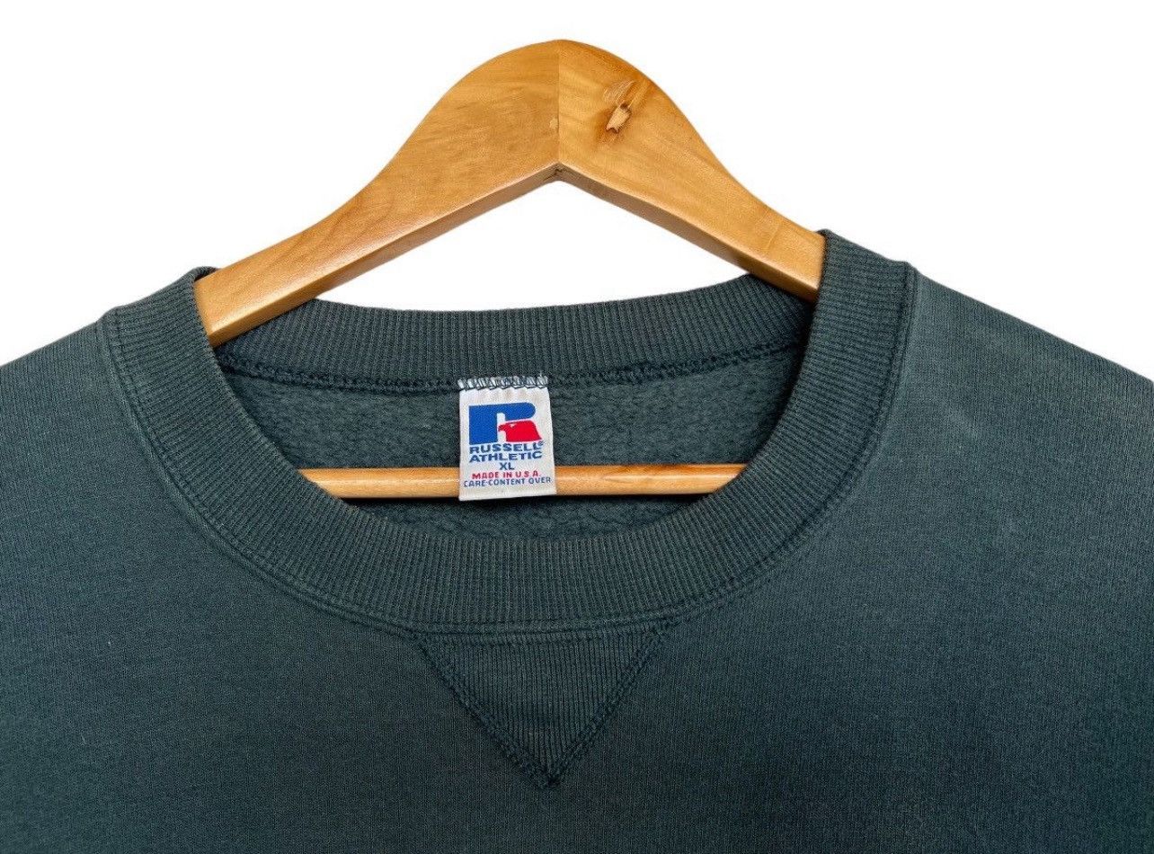 Russell Athletic Vintage 90s Russell Blank Green Baggy Sweatshirt Faded XL Size US XL / EU 56 / 4 - 7 Thumbnail
