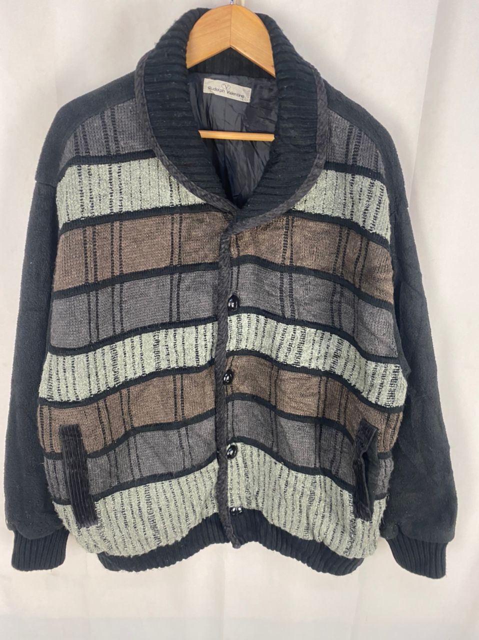 Japanese Brand Rudolph Valentino knit bombers button up jacket Size US L / EU 52-54 / 3 - 3 Thumbnail