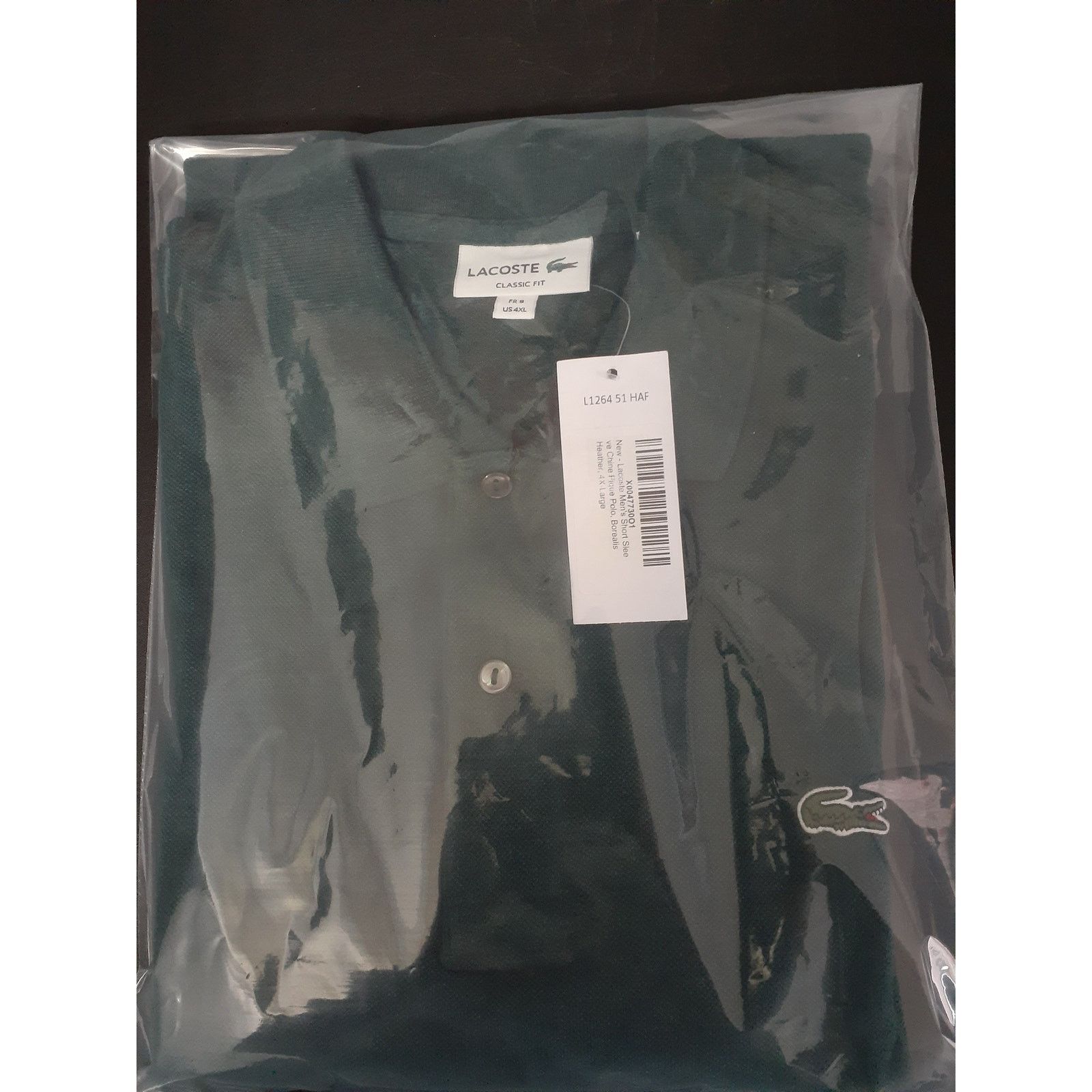 Lacoste Lacoste Mens Classic Short Sleeve Chine Pique Polo Green 4XL Size US XXL / EU 58 / 5 - 2 Thumbnail