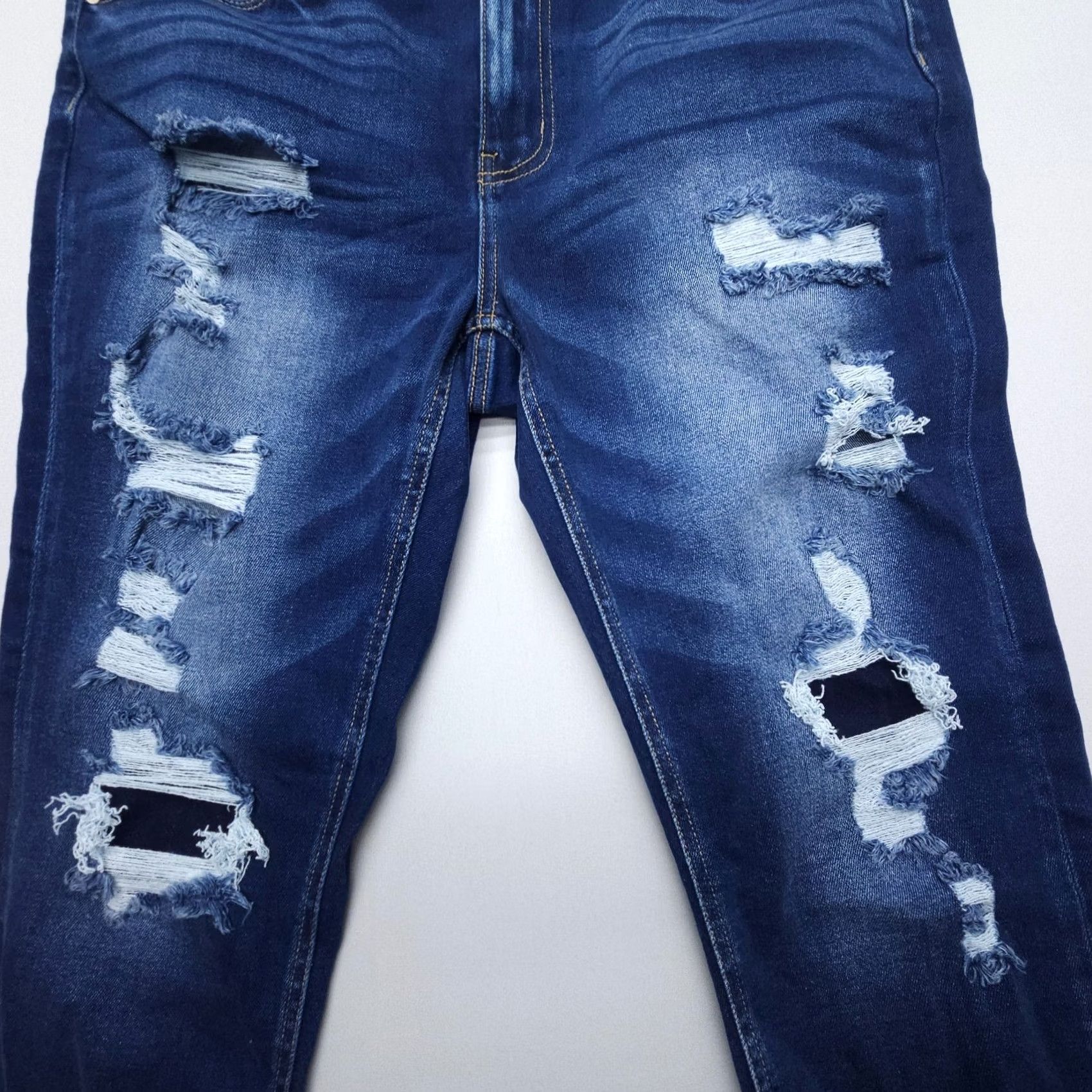 Vintage KanCan Jeans Distressed Mid Rise Ankle Size 16 Dark Wash Denim Blue 5-Pocket Regular Stretch Women Jeans Mens Womens Girls Size 38" / US 16 / IT 52 - 5 Thumbnail