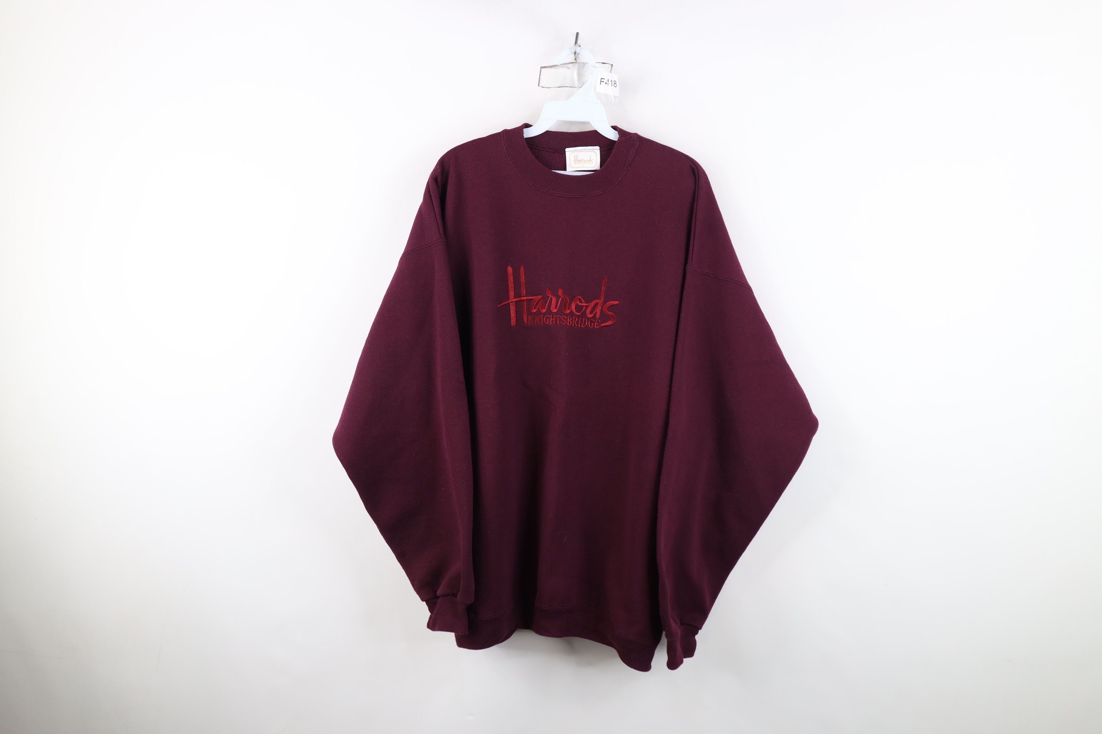 Vintage Vintage 90s Streetwear Harrods Crewneck Sweatshirt Purple Size US XL / EU 56 / 4 - 1 Thumbnail