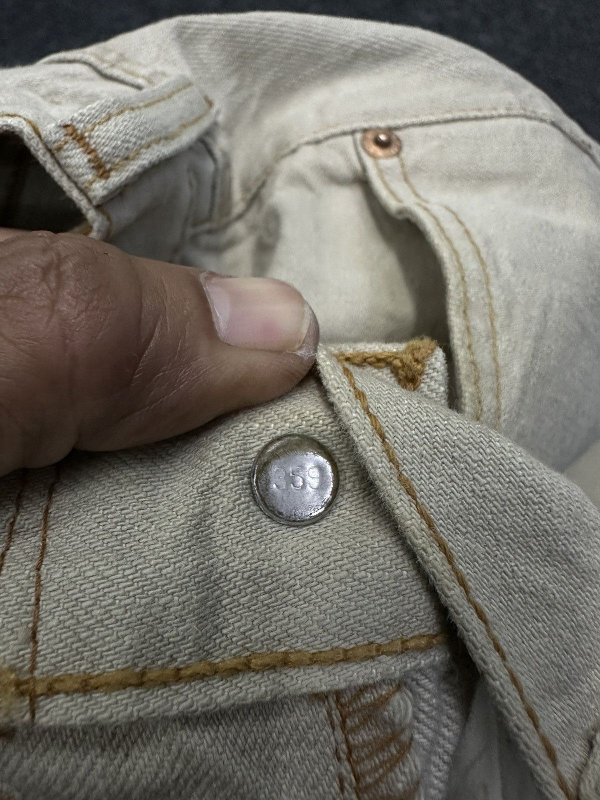 Levi's × Levi's Vintage Clothing × Vintage Vintage Levis 501 Khaki Cream Wax Denim F36 Size US 31 - 12 Thumbnail