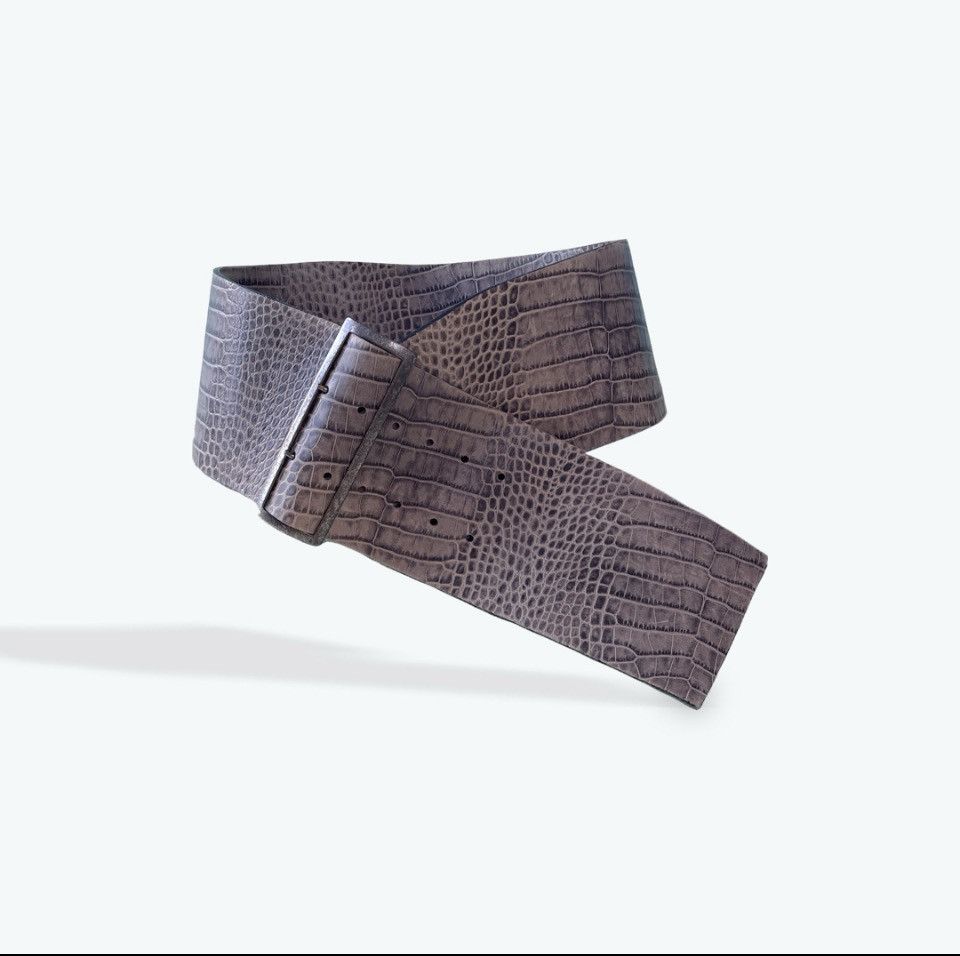 Haider Ackermann Haider Ackermann Runway Croc Embossed Obi Wide Leather Belt Size ONE SIZE - 2 Thumbnail