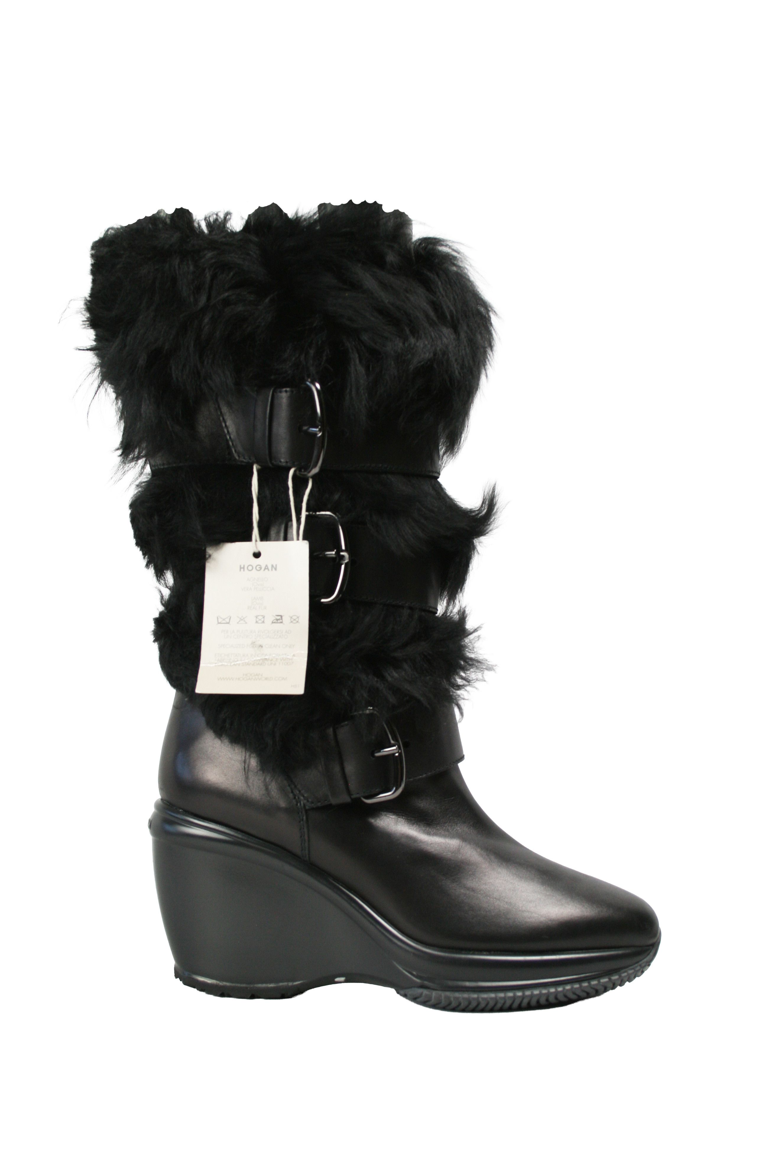 Hogan Y2K Wedge Fur Straps Boots Size US 9 / IT 39 - 2 Thumbnail