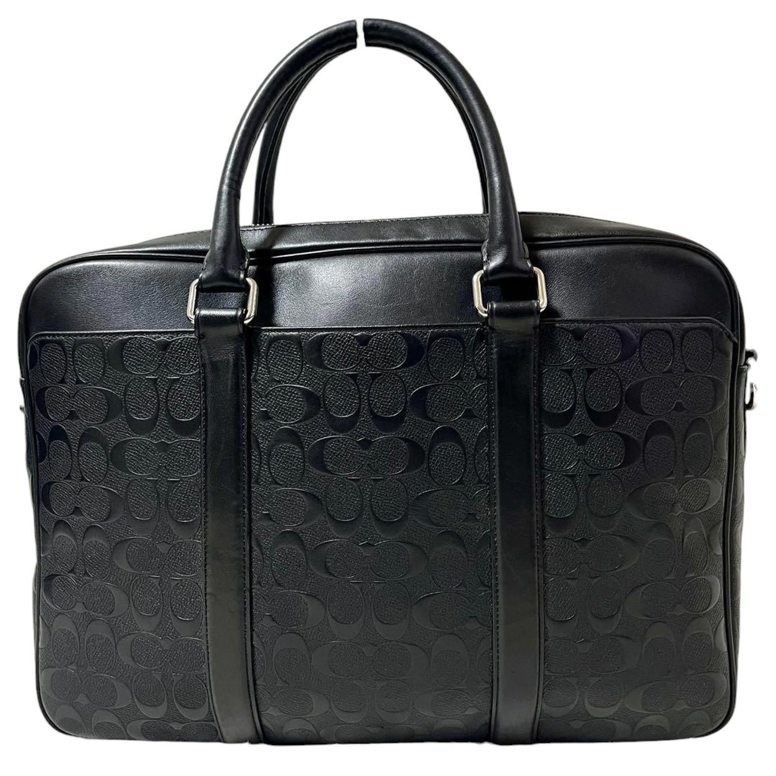 Coach Coach - Black Signature Leather Briefcase Bag Size ONE SIZE - 2 Thumbnail