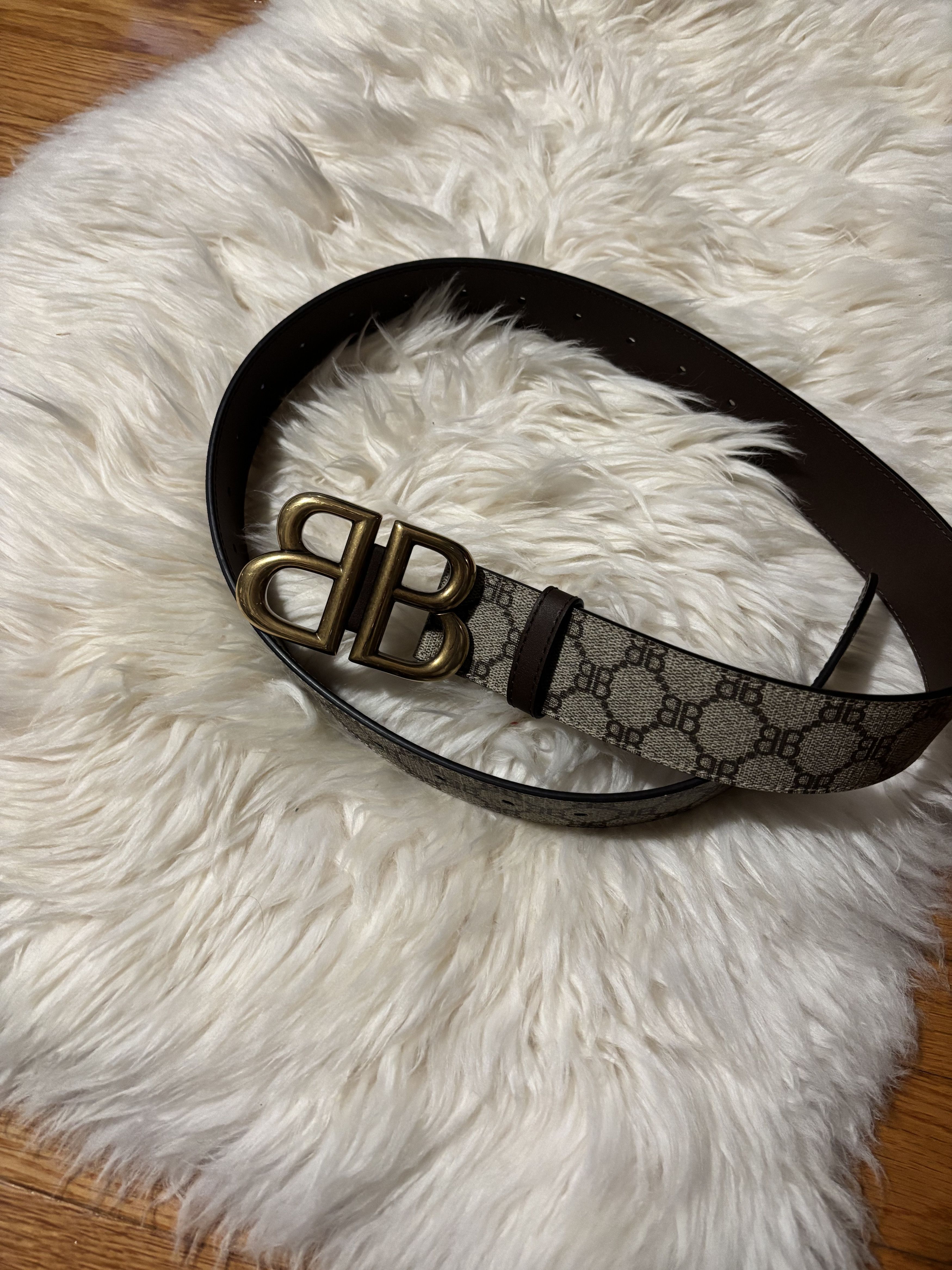 Balenciaga × Gucci HACKER PROJECT MONOGRAM BB BELT 85 Size 30 - 1 Thumbnail