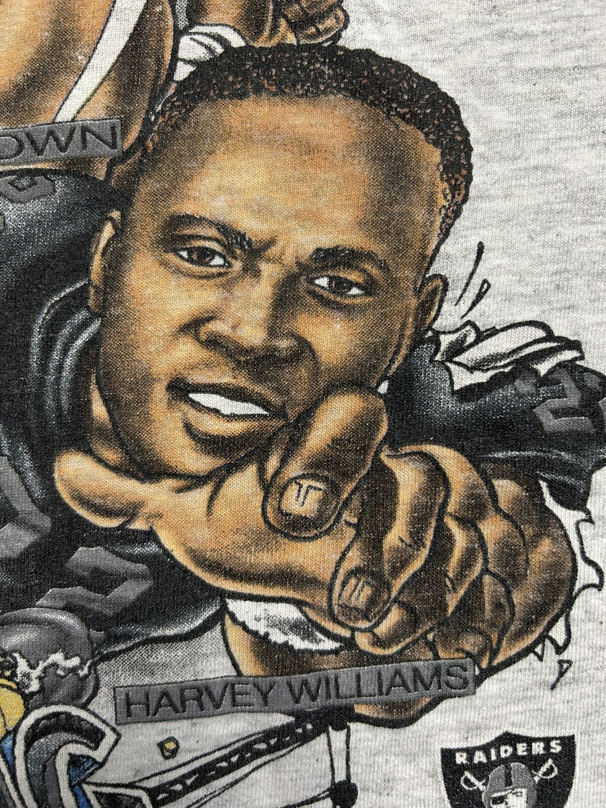 Vintage Vintage 90s Oakland Raiders Wrecking Crew Tee Caricature Size US XL / EU 56 / 4 - 5 Thumbnail