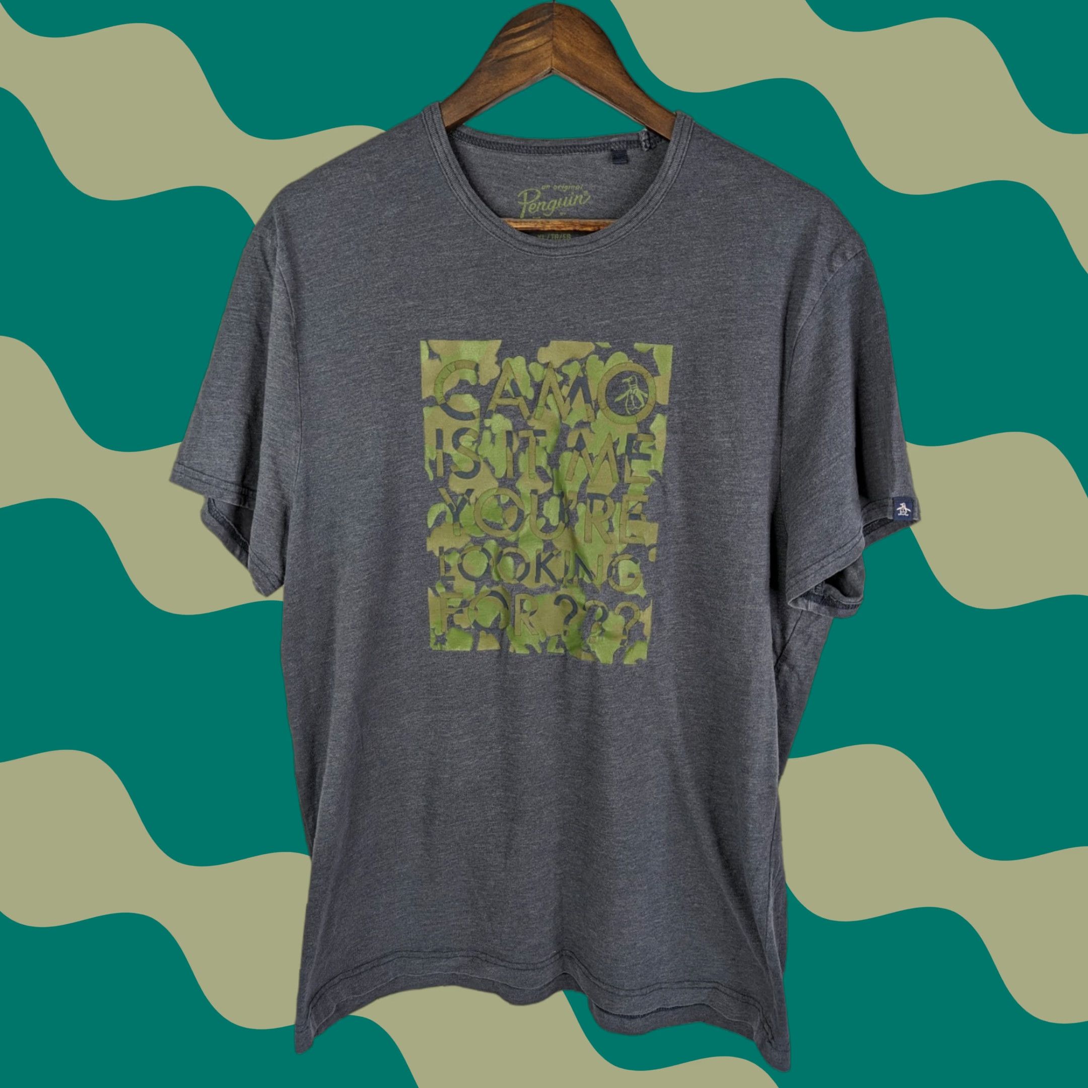 Original Penguin Original Penguin T-Shirt XL Navy Blue Camo 100% Cotton Short Sleeve Crew Neck Unisex Adults Vintage No Size XL / US 12-14 / IT 48-50 - 1 Thumbnail