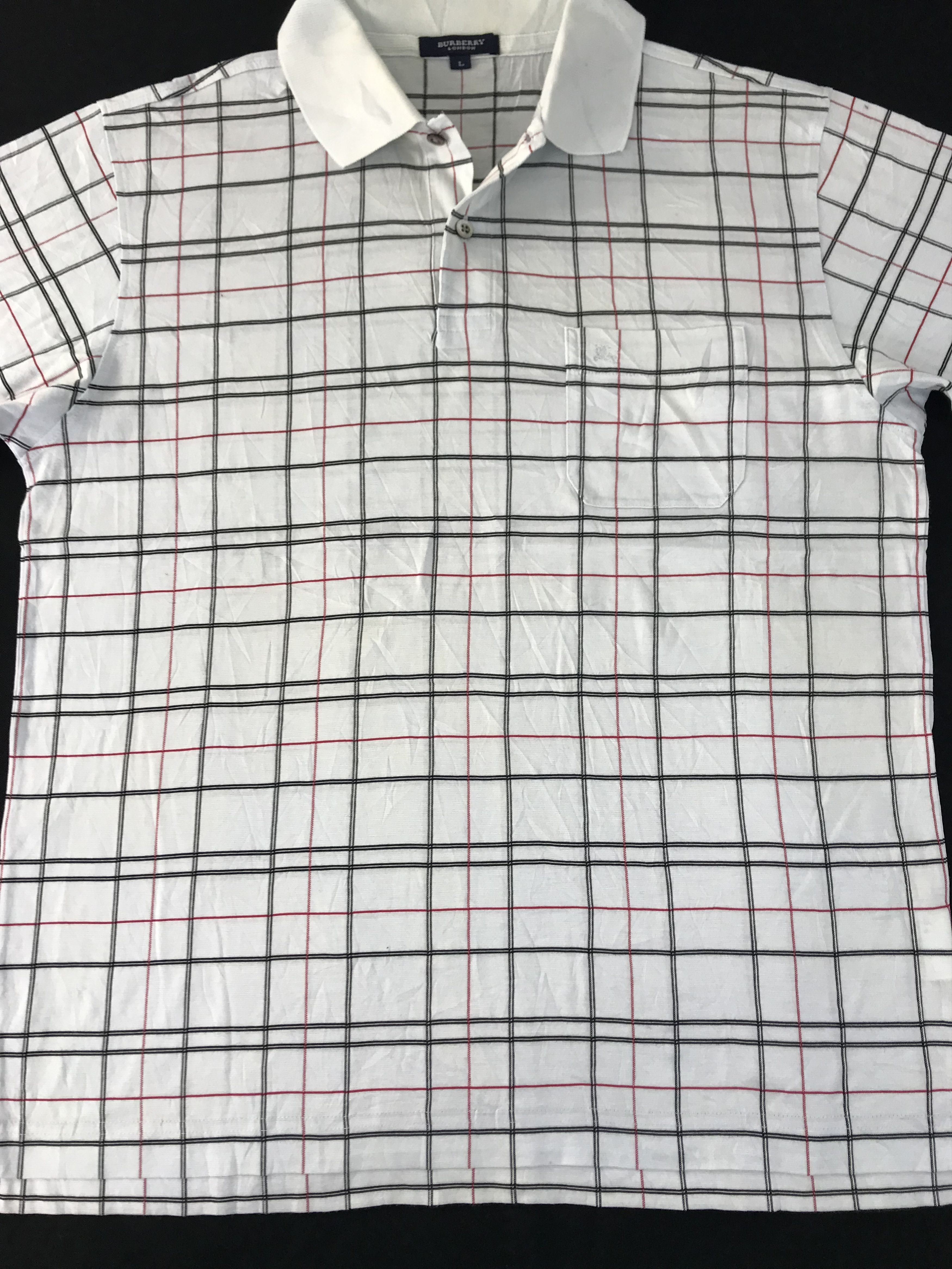 Burberry Burberry London Checked Polo Tee Unisex Striped Monogram Size US L / EU 52-54 / 3 - 3 Thumbnail