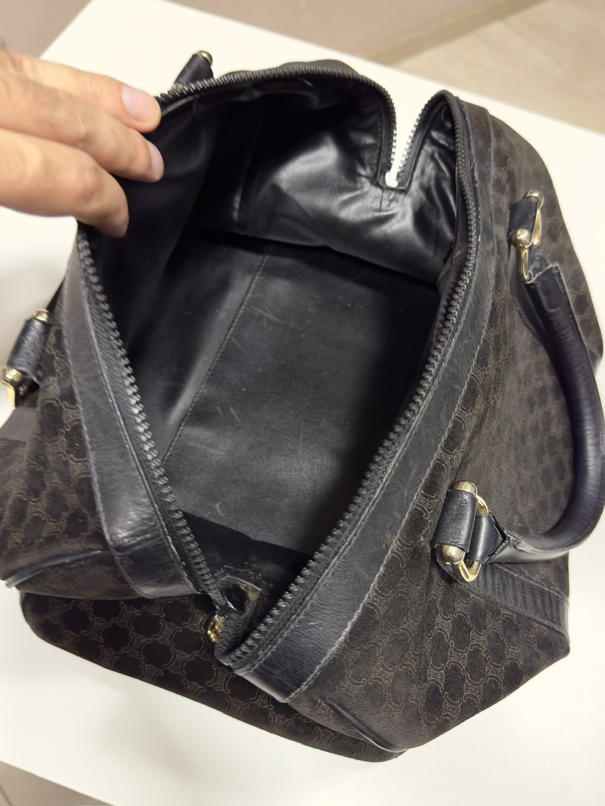 Celine ★0% TAX★ CELINE MACADAM SUEDE MONOGRAM SPORT BOSTON BAG 90S Size ONE SIZE - 5 Thumbnail