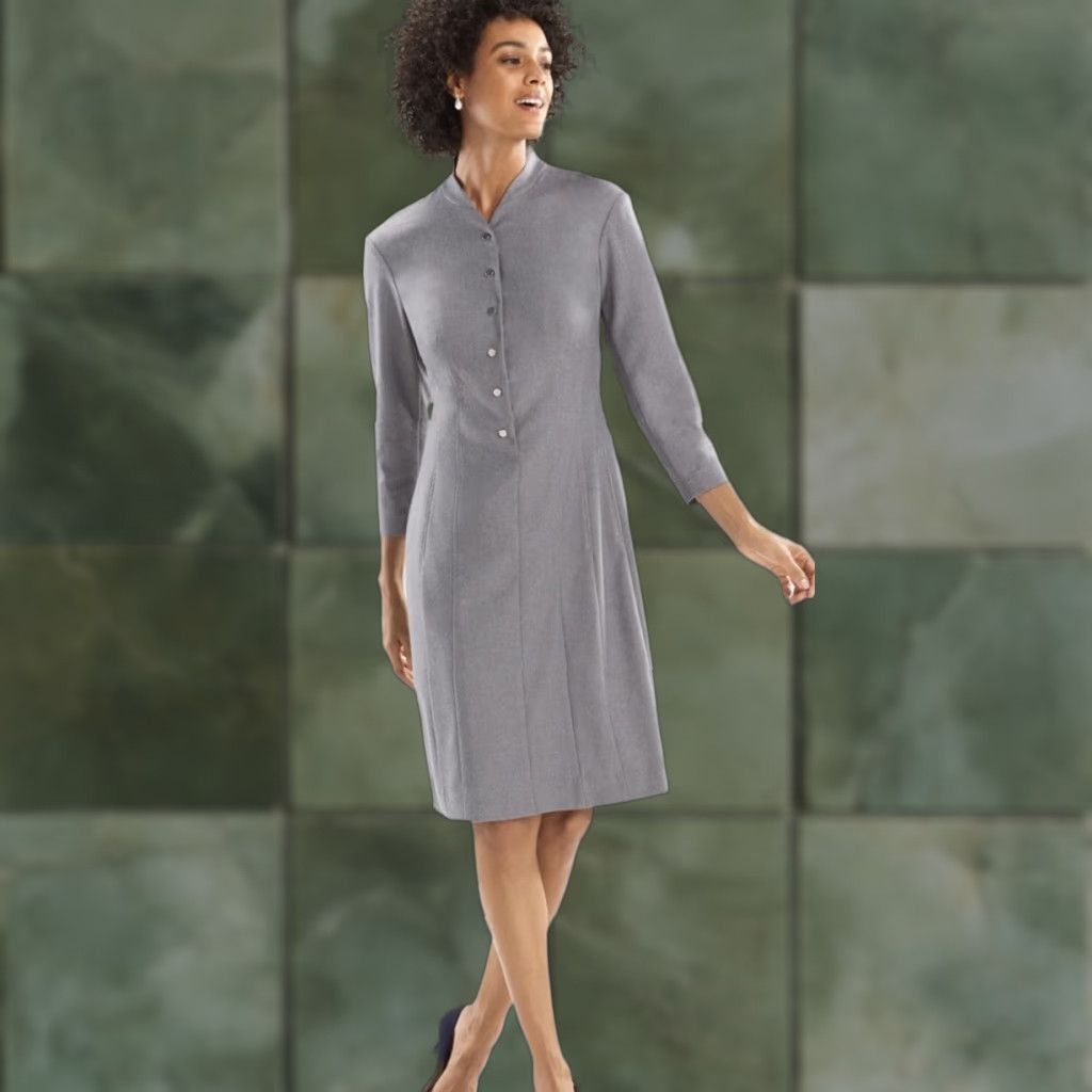 M.M.LaFleur NWT MM LaFleur The Scarlet Dress- Flannel Sz 8 Gray, A-Line Midi Dress, Regular Size 8, Polyester, Polyurethane, Rayon, Gray Size M / US 6-8 / IT 42-44 - 1 Thumbnail