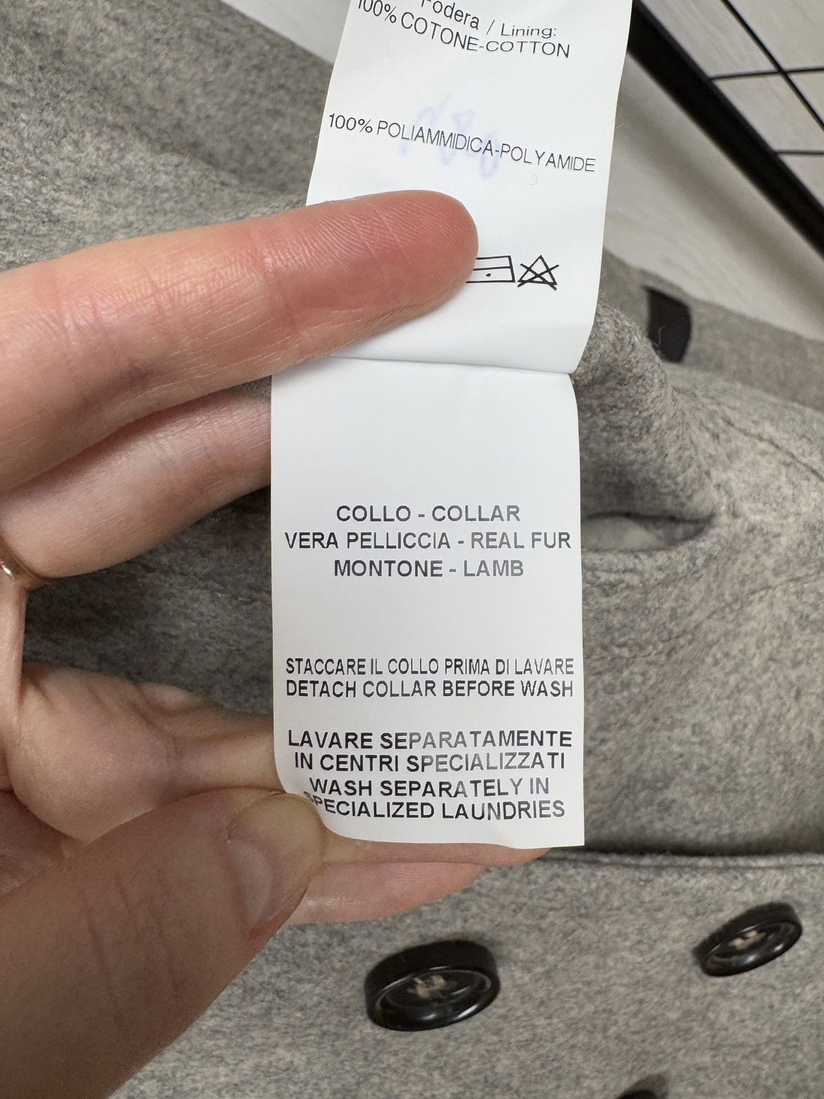 Other ChatCwin Grey Wool Double-Breasted Coat leather trim size 46 Size L / US 10 / IT 46 - 17 Thumbnail