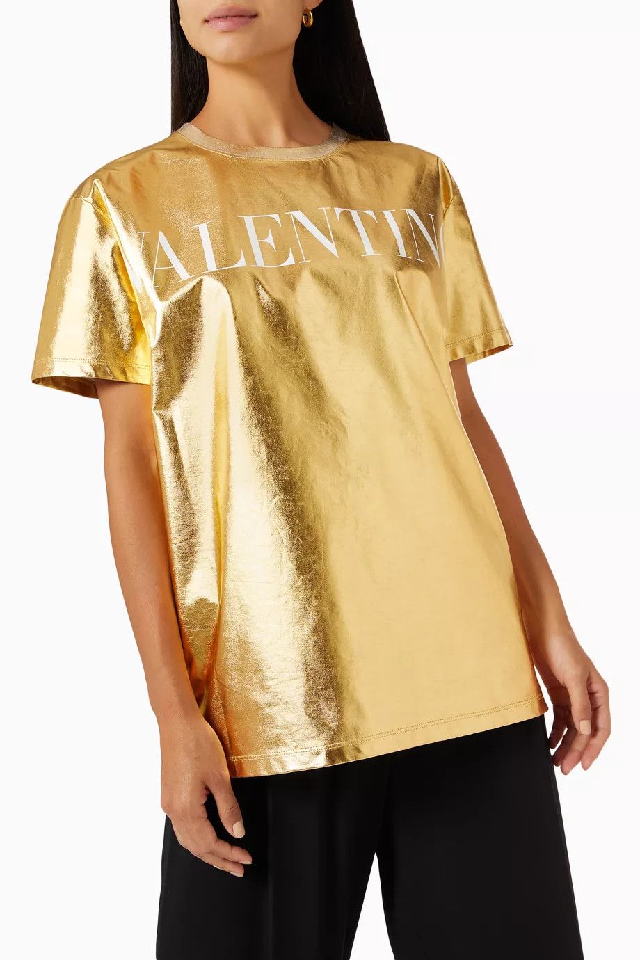 Valentino o1y0326 Logo T- Shirt in Gold Size XS / US 0-2 / IT 36-38 - 2 Thumbnail