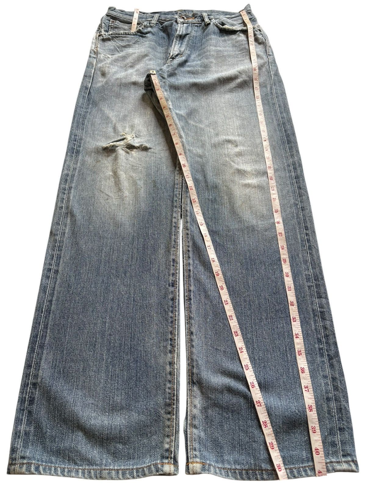 Edwin Vintage Edwin 505ZX Selvedge Mud Wash Distress Baggy Jeans Size US 30 / EU 46 - 13 Thumbnail