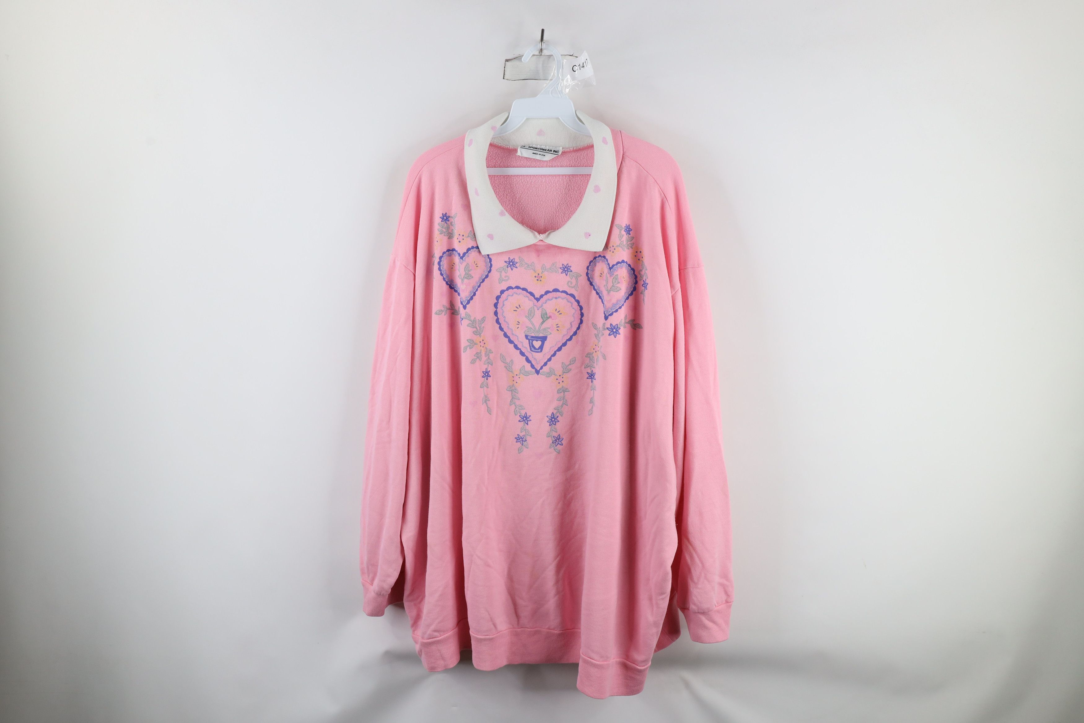 Vintage Vintage 90s Country Primitive Collared Sweatshirt USA Size 3XL / US 20-22 - 1 Thumbnail