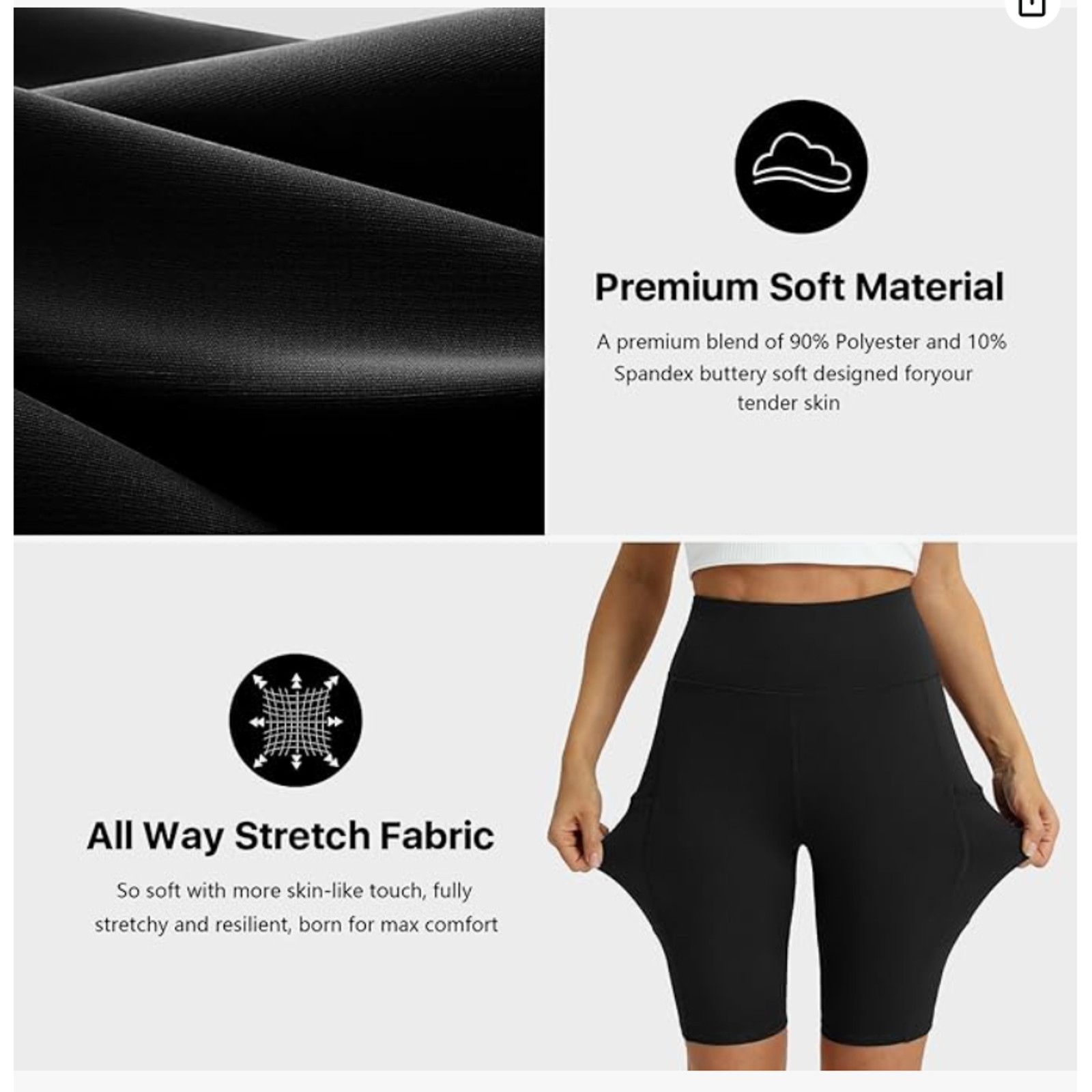 The Unbranded Brand Women's High Waisted Shorts 5pkTummy Control Pockets 4XL Size 42" / US 20 - 6 Thumbnail