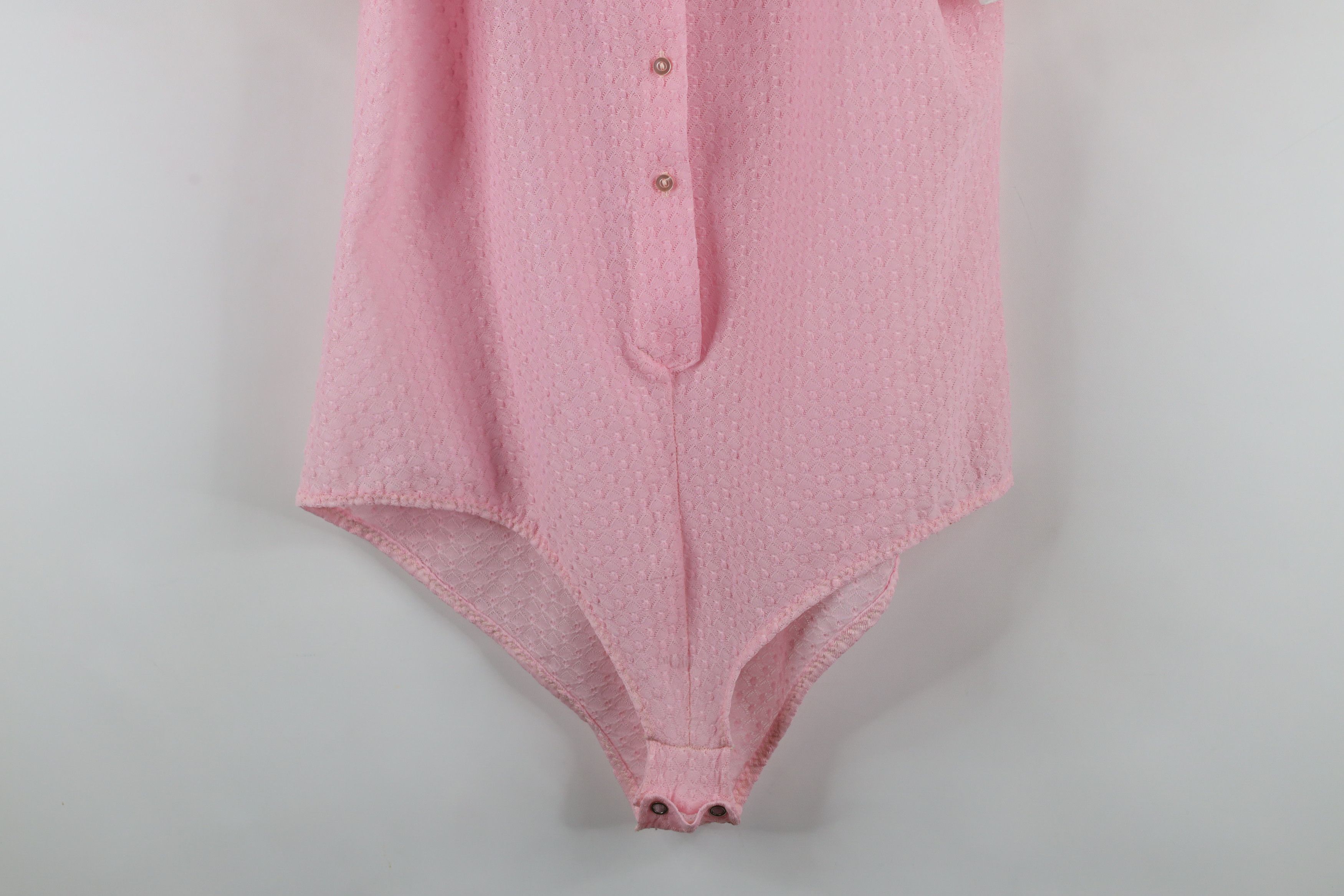 Vintage Vintage 60s 70s Rockabilly Collared Body Suit Pink USA Size L / US 10 / IT 46 - 3 Thumbnail
