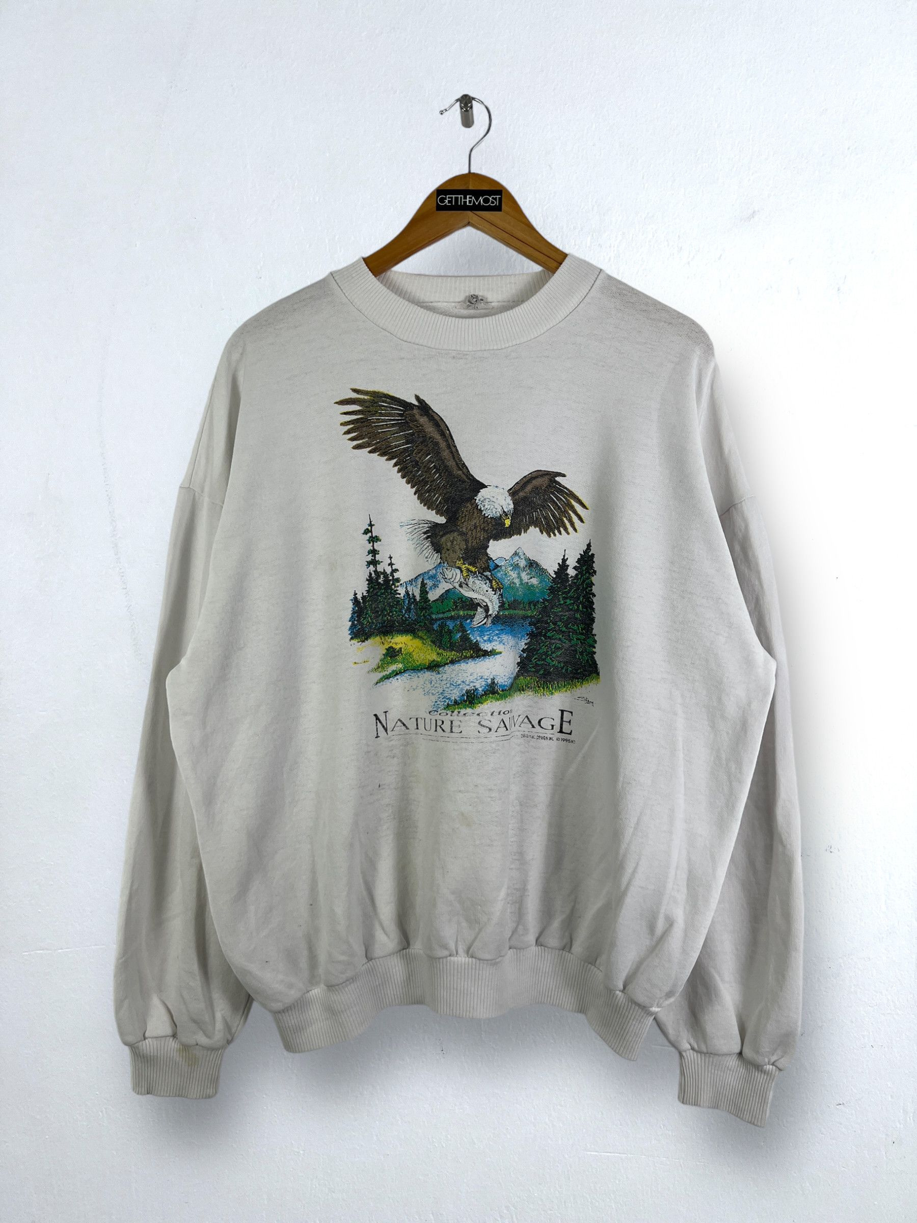Vintage No.4546 Vintage 90s Nature Sauvage Art Sweatshirt (L) Size US L / EU 52-54 / 3 - 1 Thumbnail