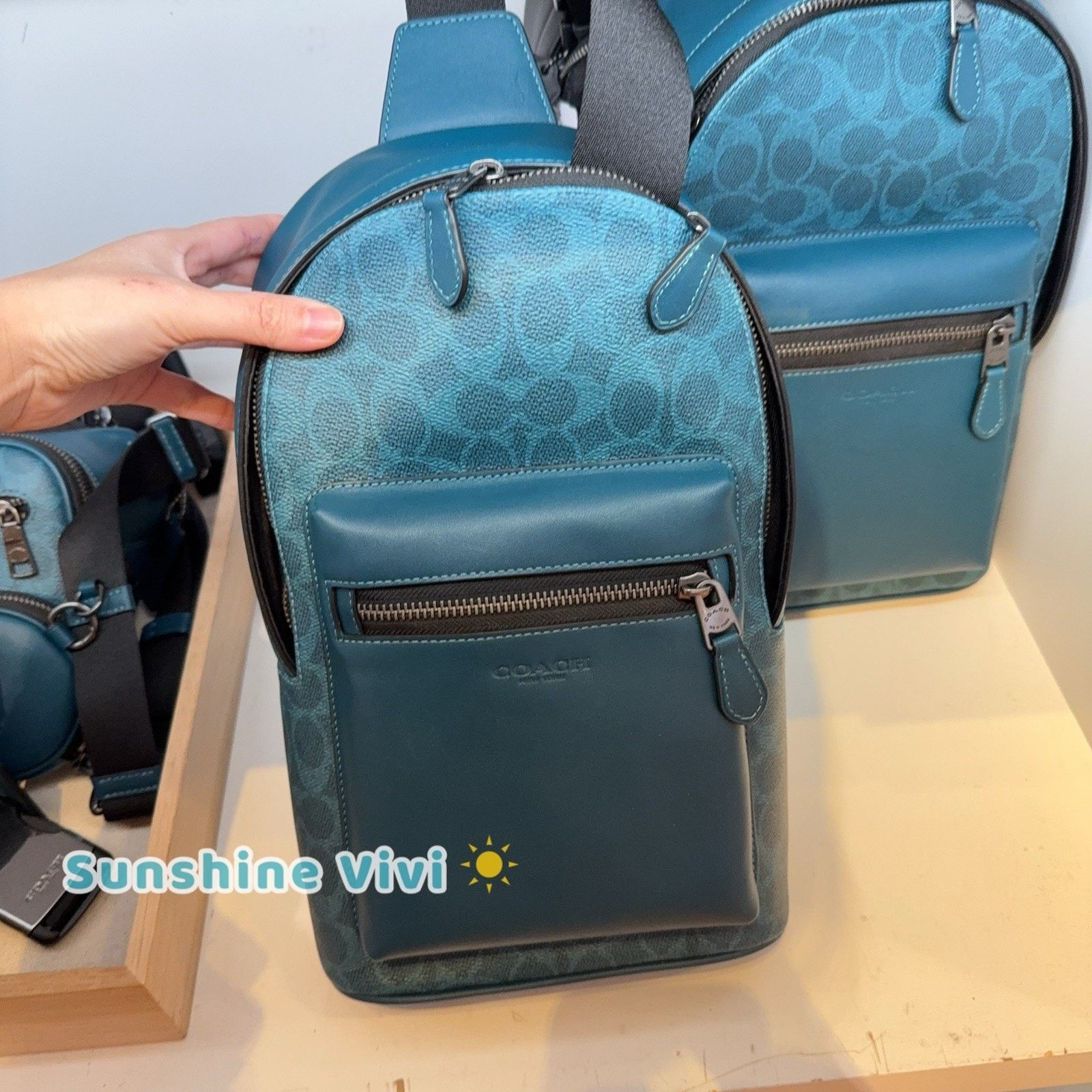 Coach NWT Coach Men West Pack Canvas CV924 Aquamarine/Teal Size ONE SIZE - 1 Thumbnail