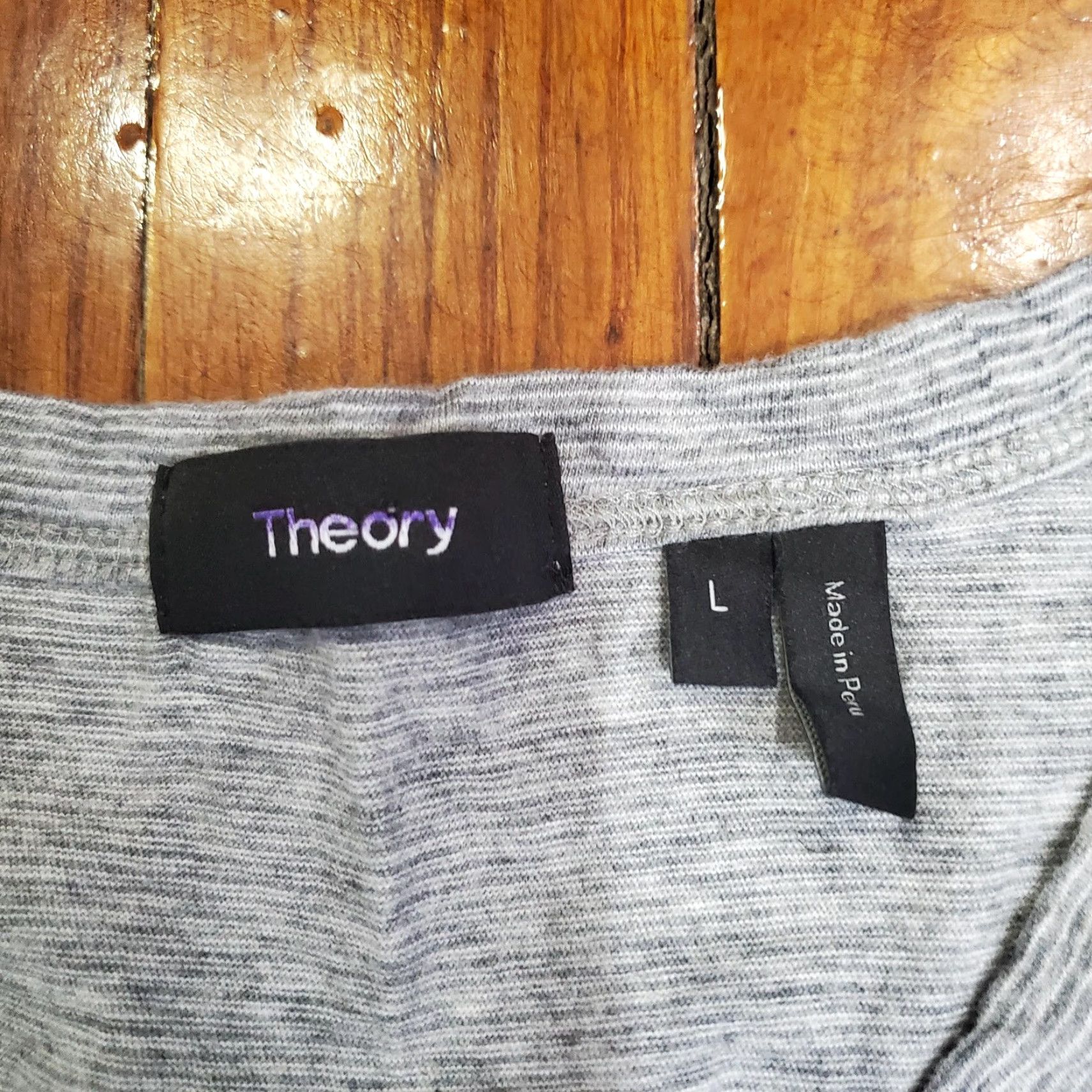 Theory Theory Shirt Mens Large Gray Mini Stripe V Neck Short Sleeve Tee Casual Size US L / EU 52-54 / 3 - 3 Thumbnail