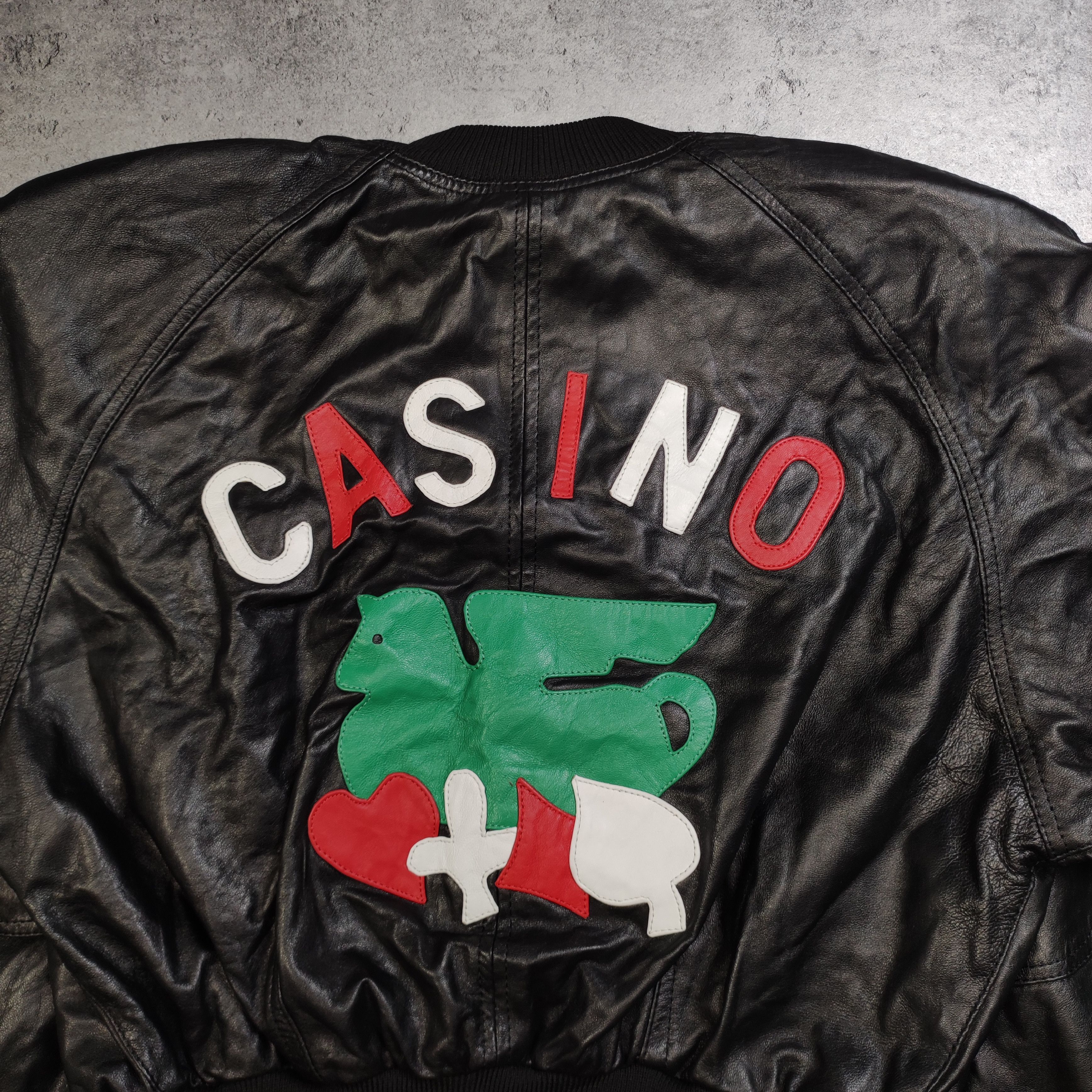 Vintage Vintage RARE 90s Eco Leather Casino Cards Bomber Jacket Size US S / EU 44-46 / 1 - 3 Thumbnail
