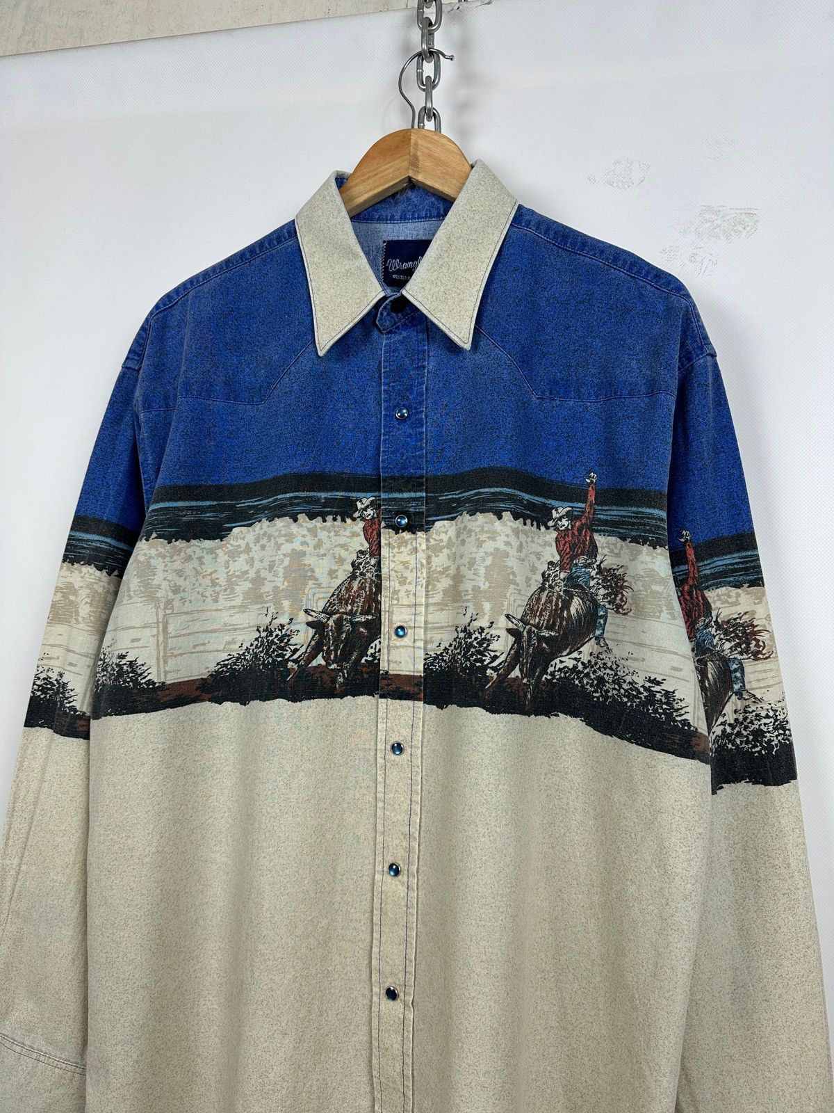 Vintage Vintage Wrangler Western Pearl Snap Horses Rodeo Shirt Size US XL / EU 56 / 4 - 3 Thumbnail