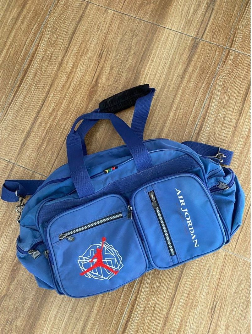 image of Jordan Nike Duffle Bag Nike Air Jordan Vintage in Blue Denim, Men's