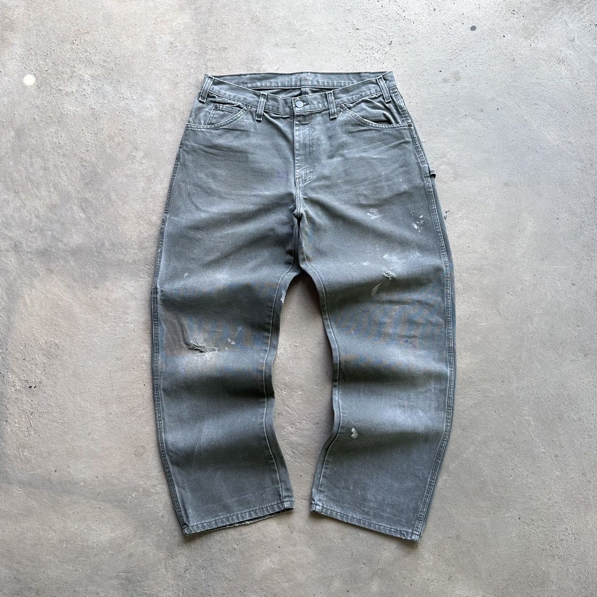 Carhartt (34x30.5) Crazy Vintage Y2K Faded Dickies Carpenter Moss Size US 34 / EU 50 - 2 Thumbnail