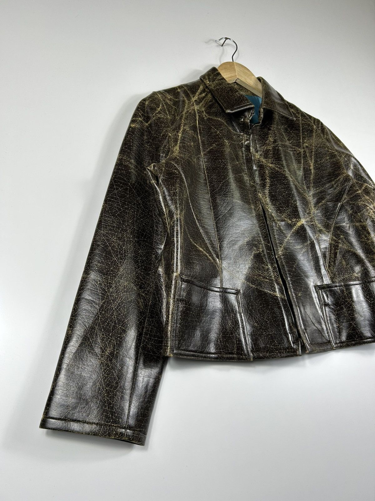 Designer × Vintage ⚡️Vintage Douceur Des Matieres Polyviny Zipper Cropped Jacket Size S / US 4 / IT 40 - 2 Thumbnail